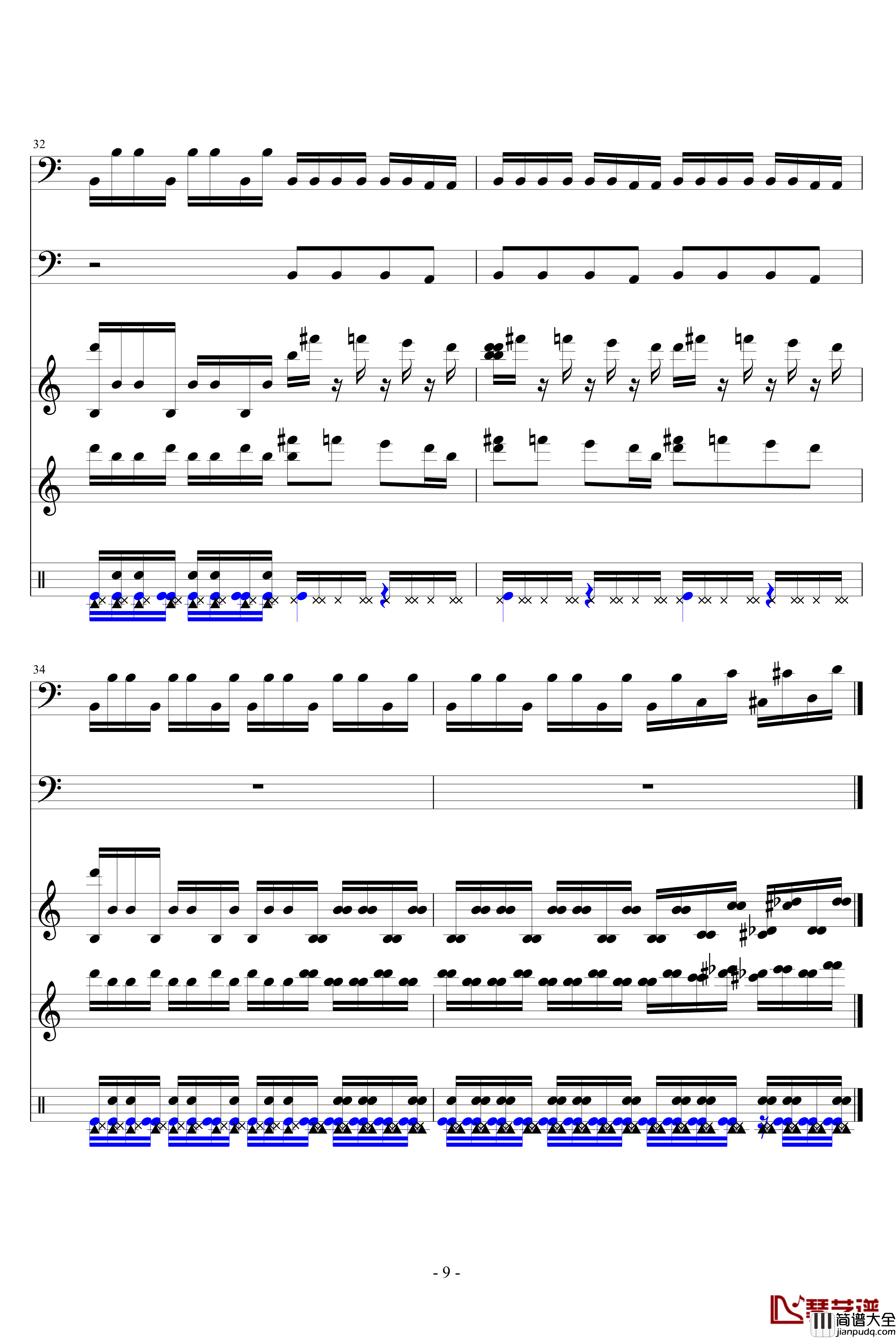 热血物语BOSS钢琴谱_总谱_游戏_FC