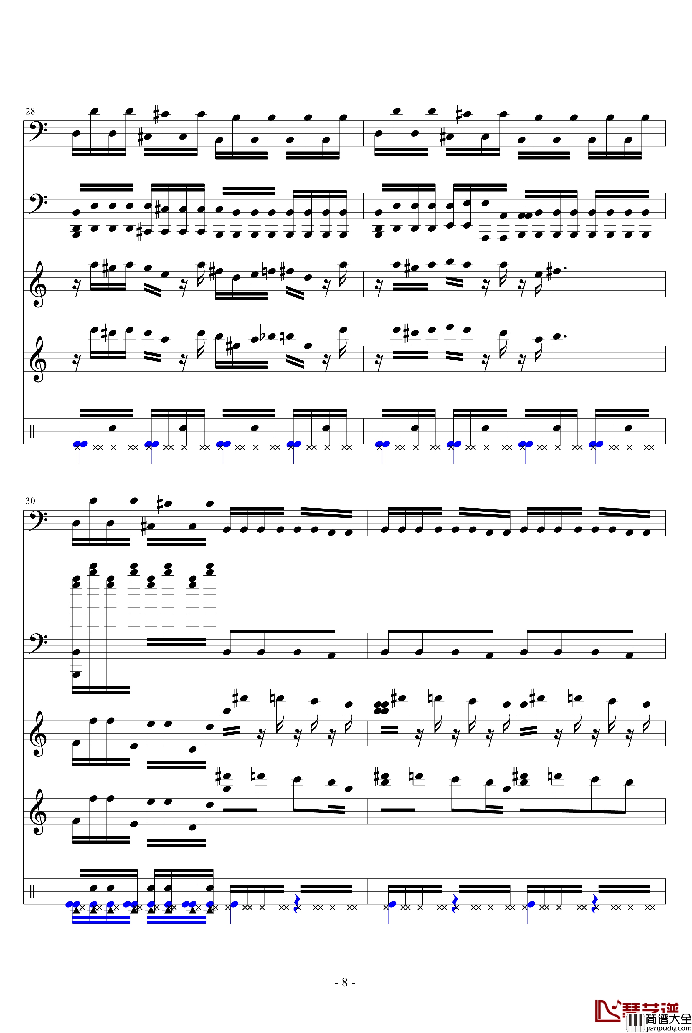 热血物语BOSS钢琴谱_总谱_游戏_FC