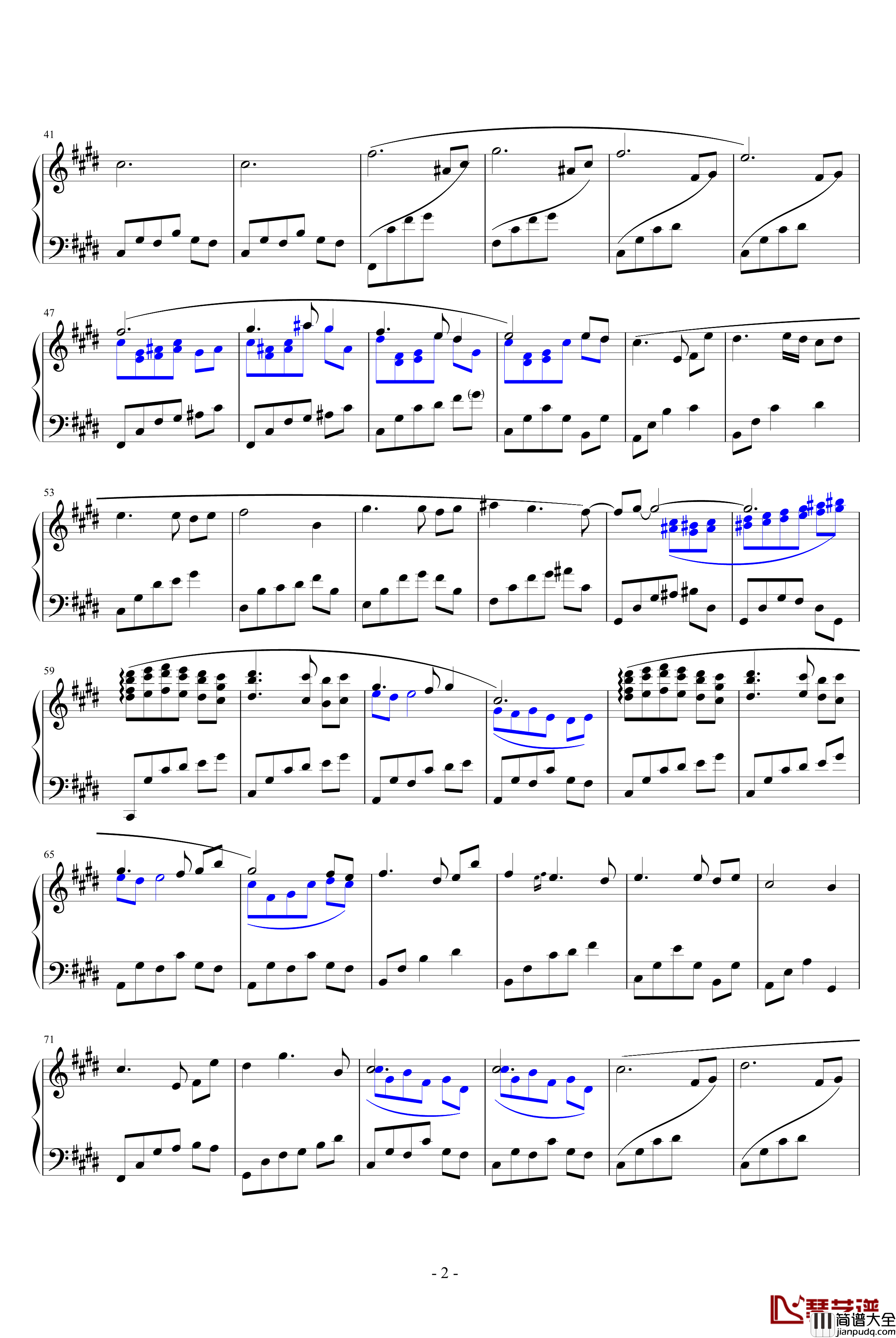 孤月华章钢琴谱_星夜碧波_乐侠