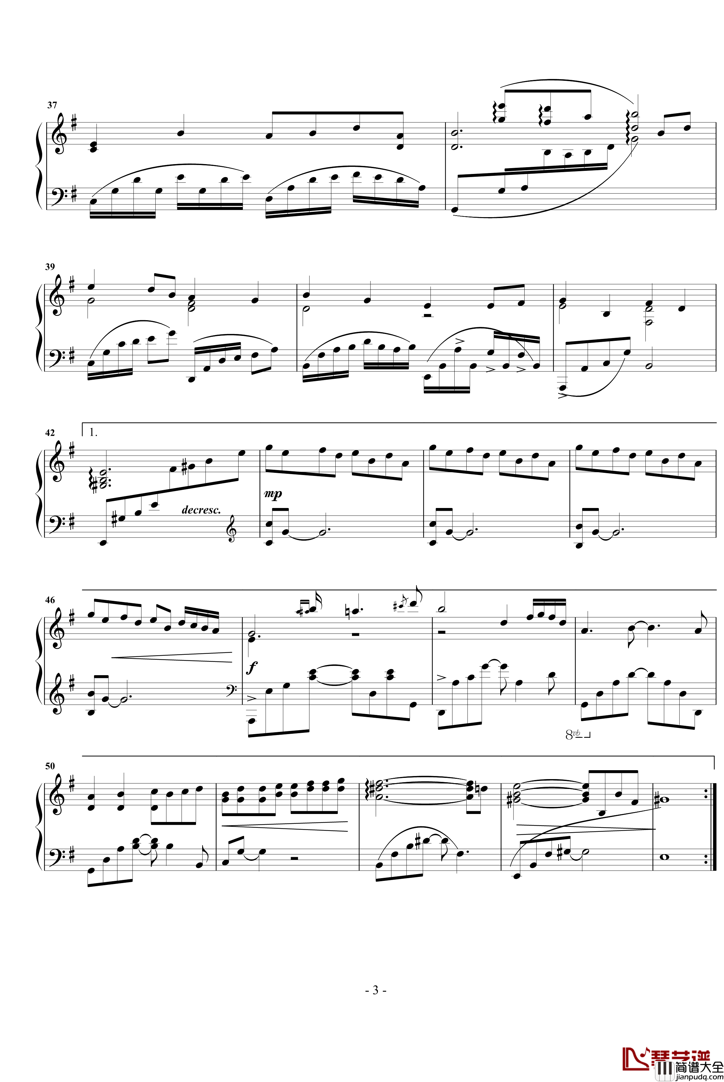 海角七号钢琴谱_钢琴独奏_东来东往