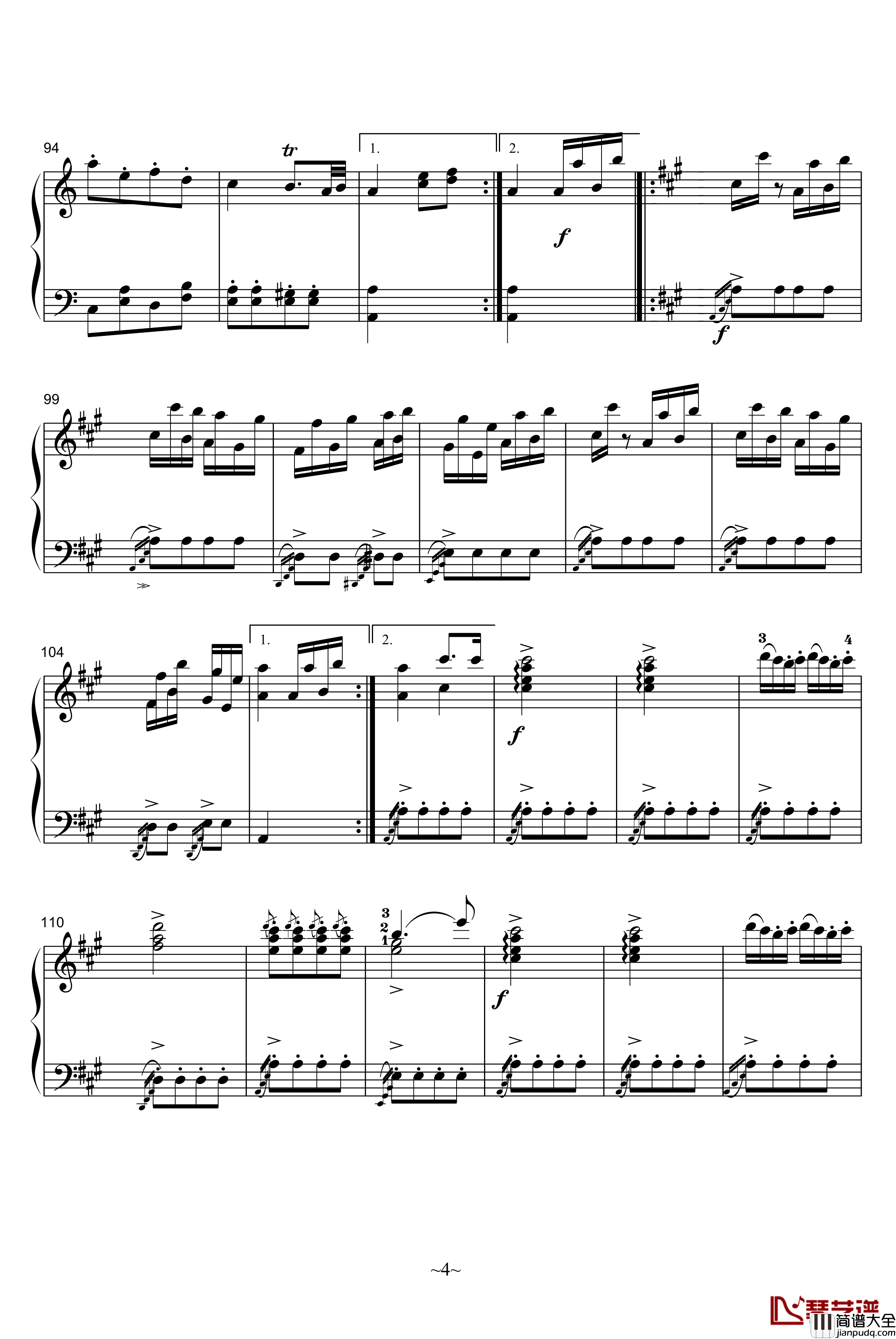 A大调奏鸣曲第三乐章钢琴谱_莫扎特