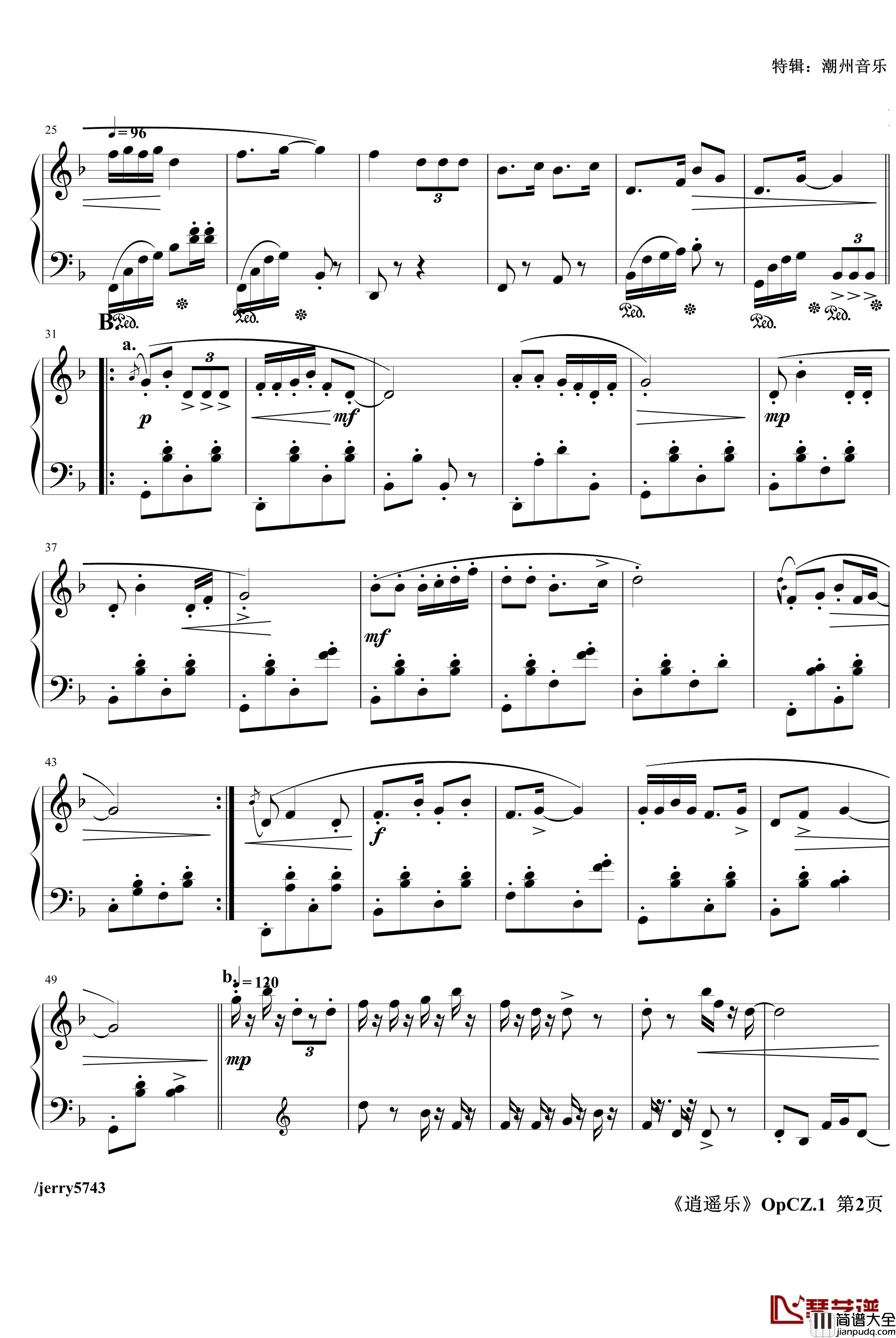 逍遥乐钢琴谱_Op.CZ.1_jerry5743