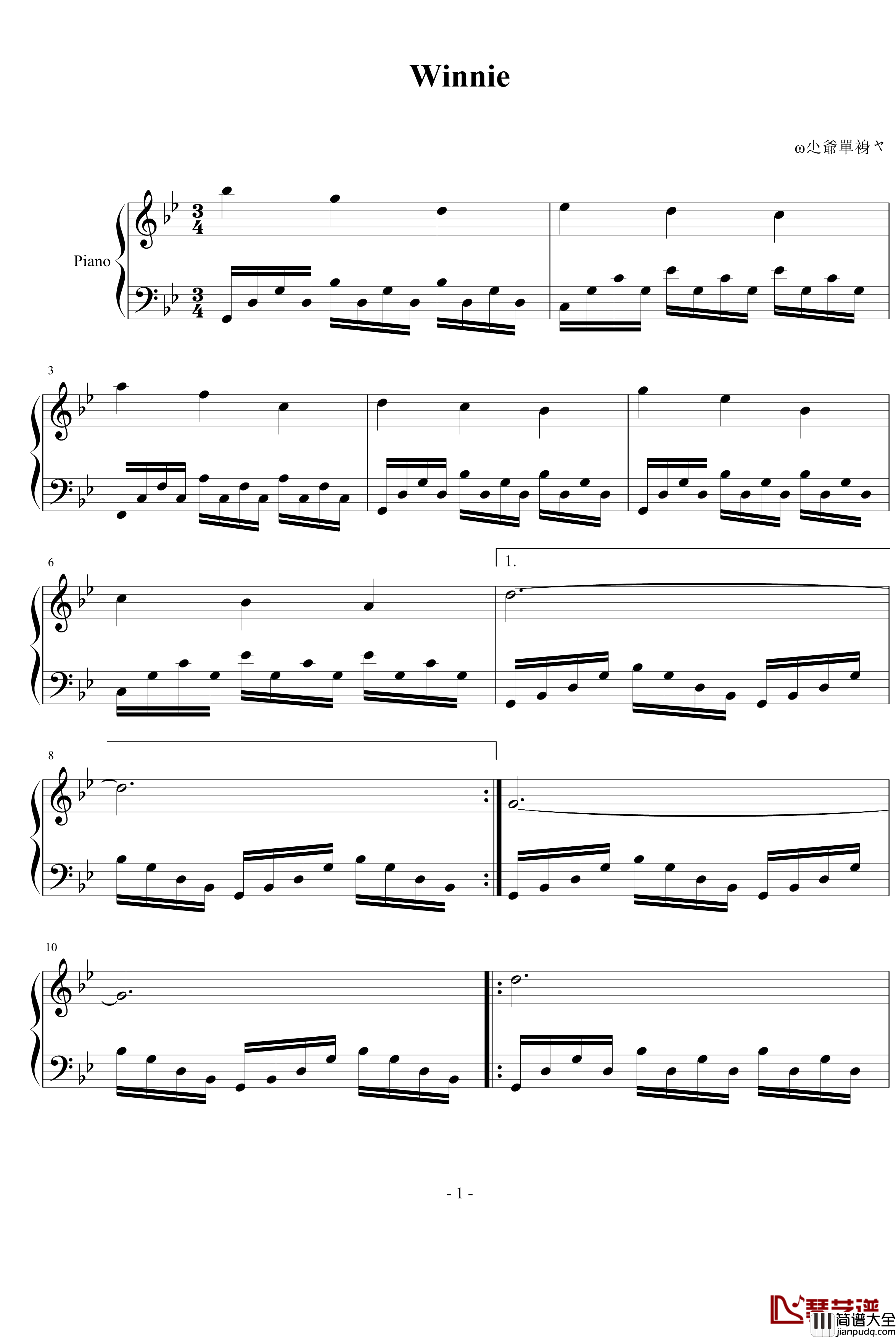 Winnie钢琴谱_ss66993300
