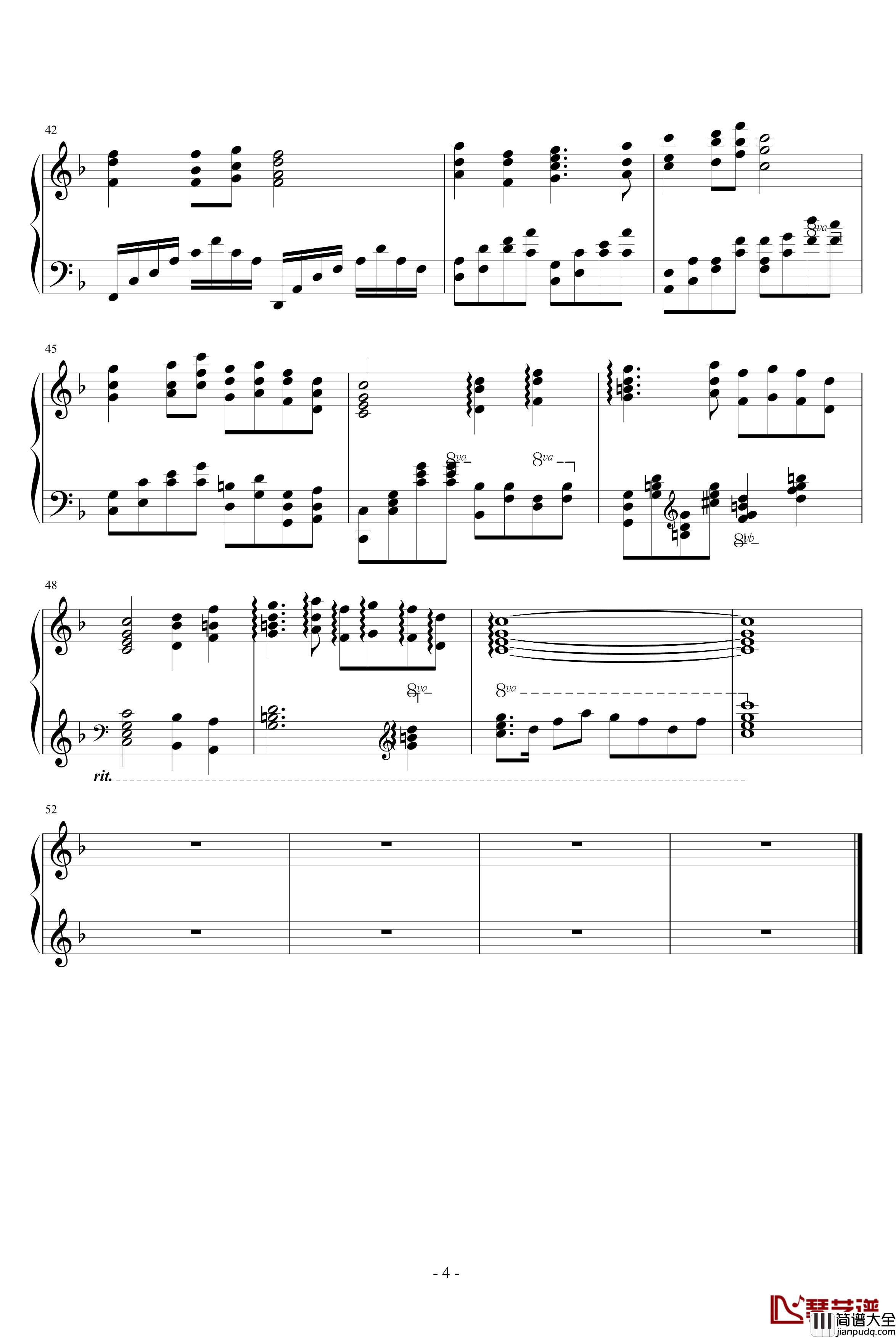 茉莉花钢琴谱_合唱改编_中国名曲