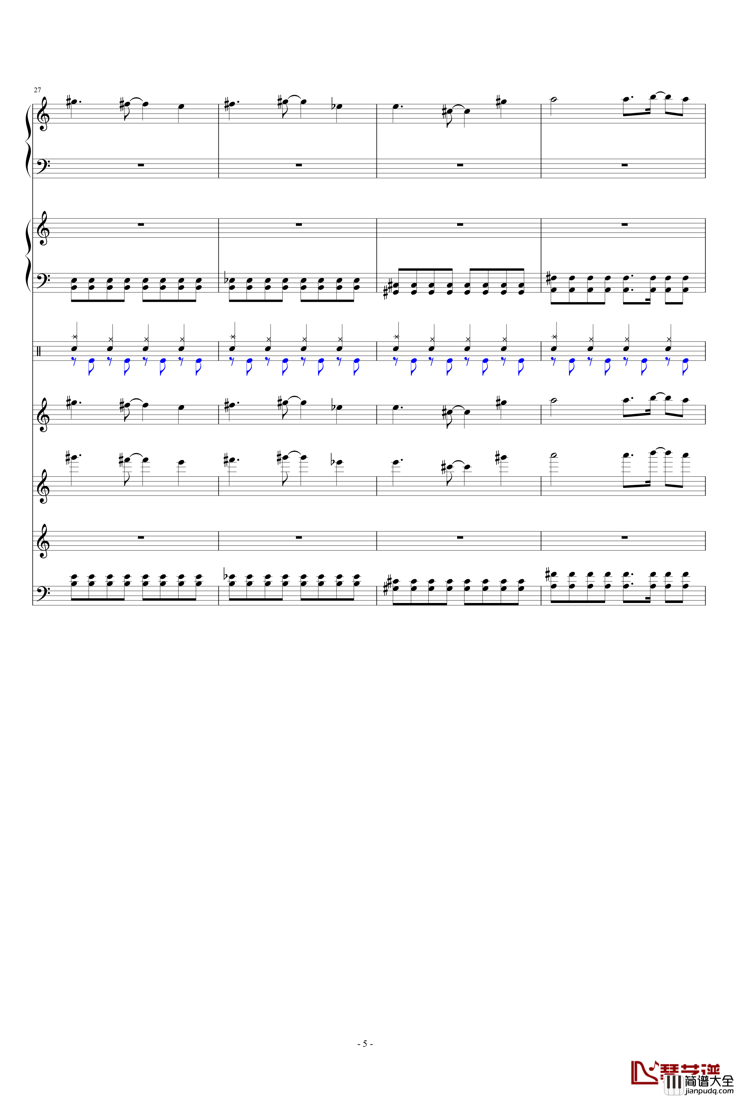 怀念的东方之血+飘上月球不死之烟整谱钢琴谱_动漫影视