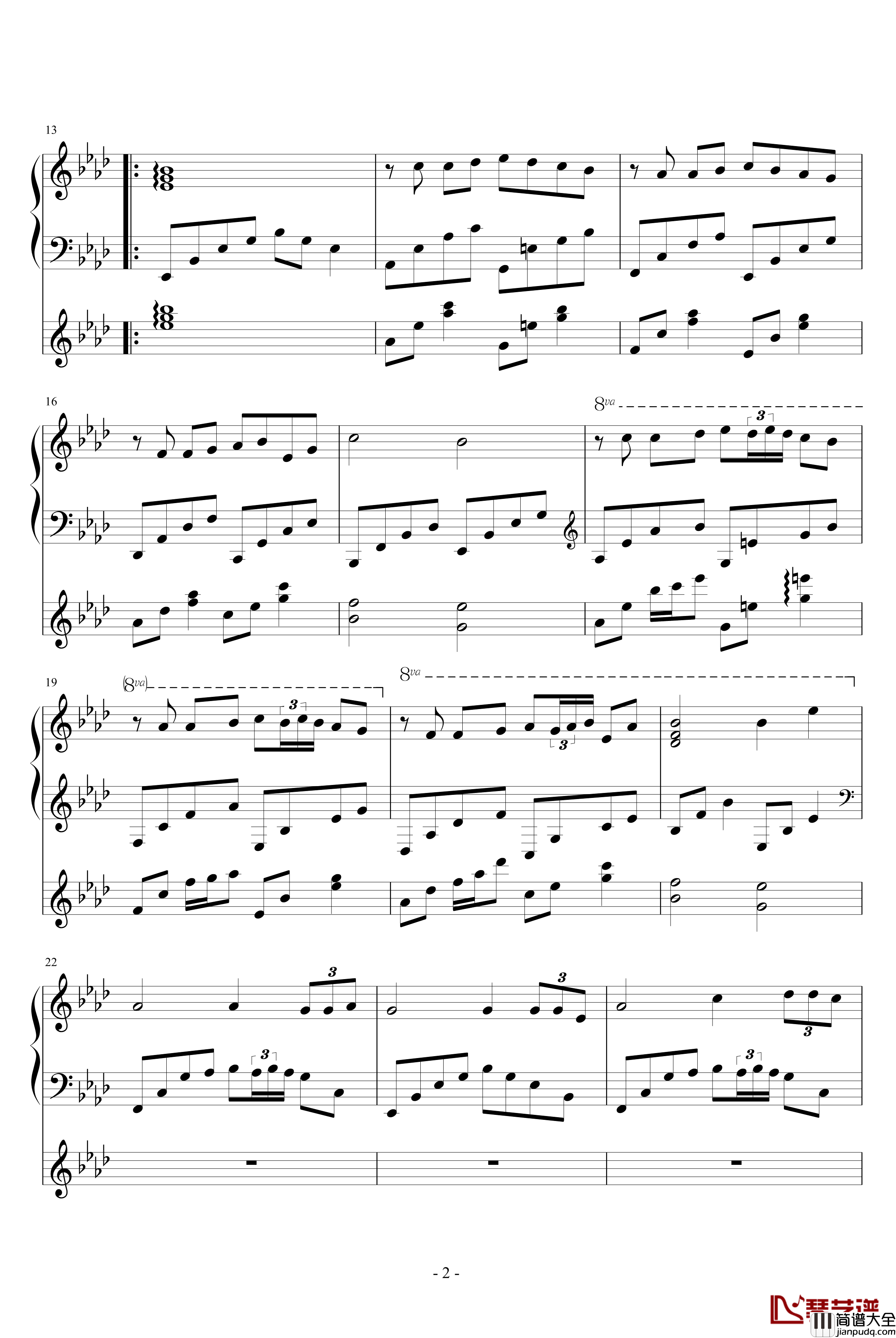 自作多情钢琴谱_水寒残月