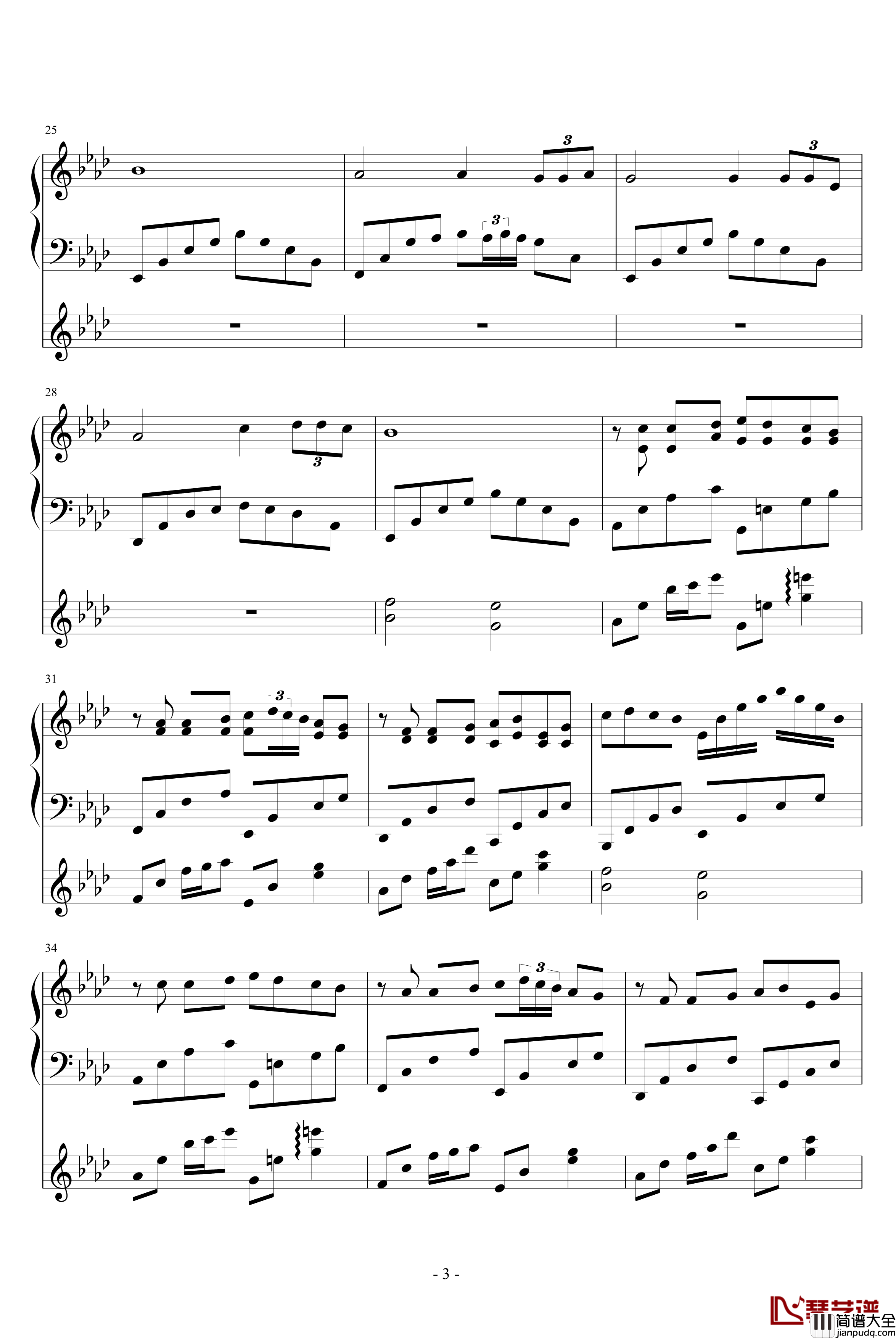 自作多情钢琴谱_水寒残月