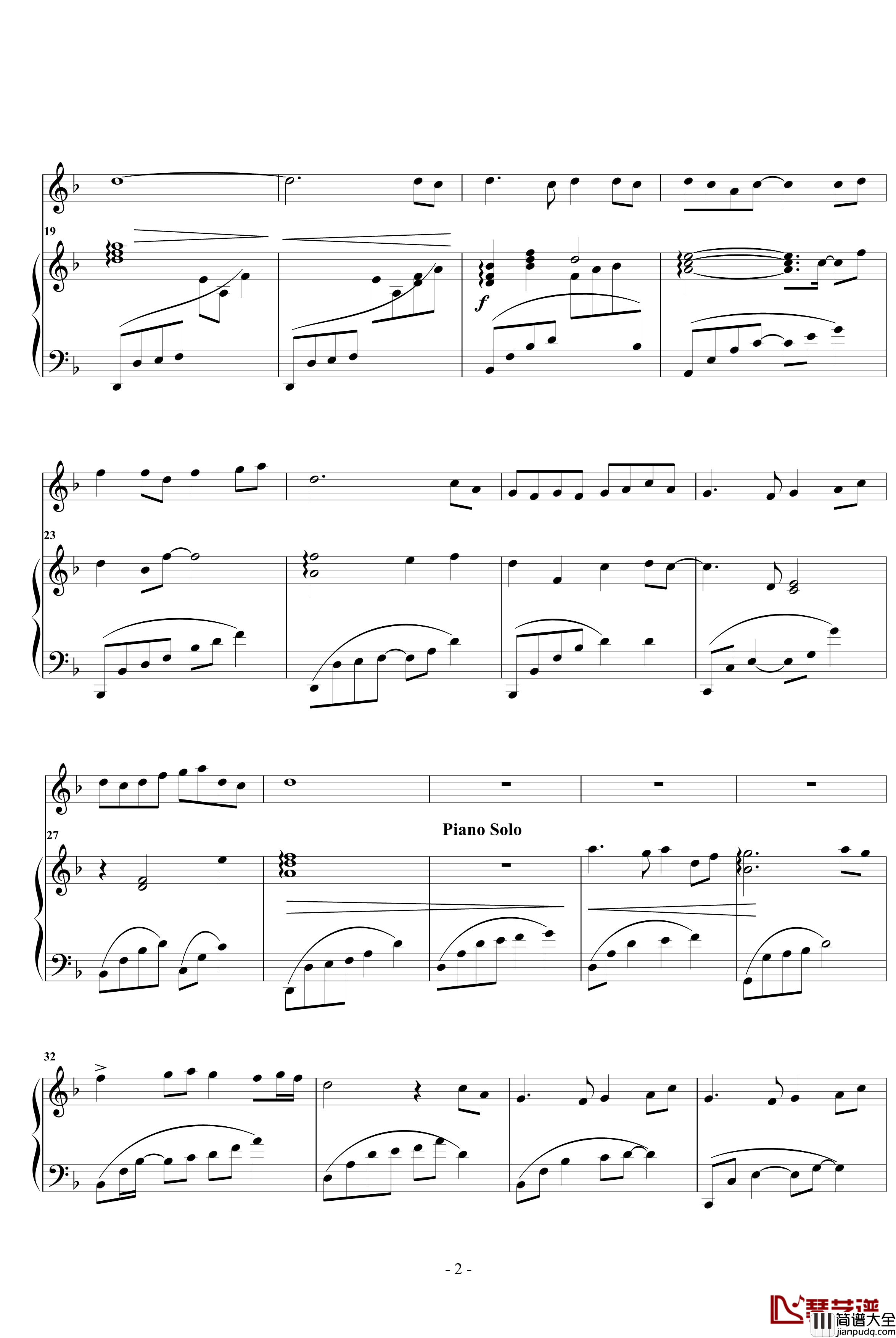 绿野仙踪钢琴谱_琴箫合奏_陈悦