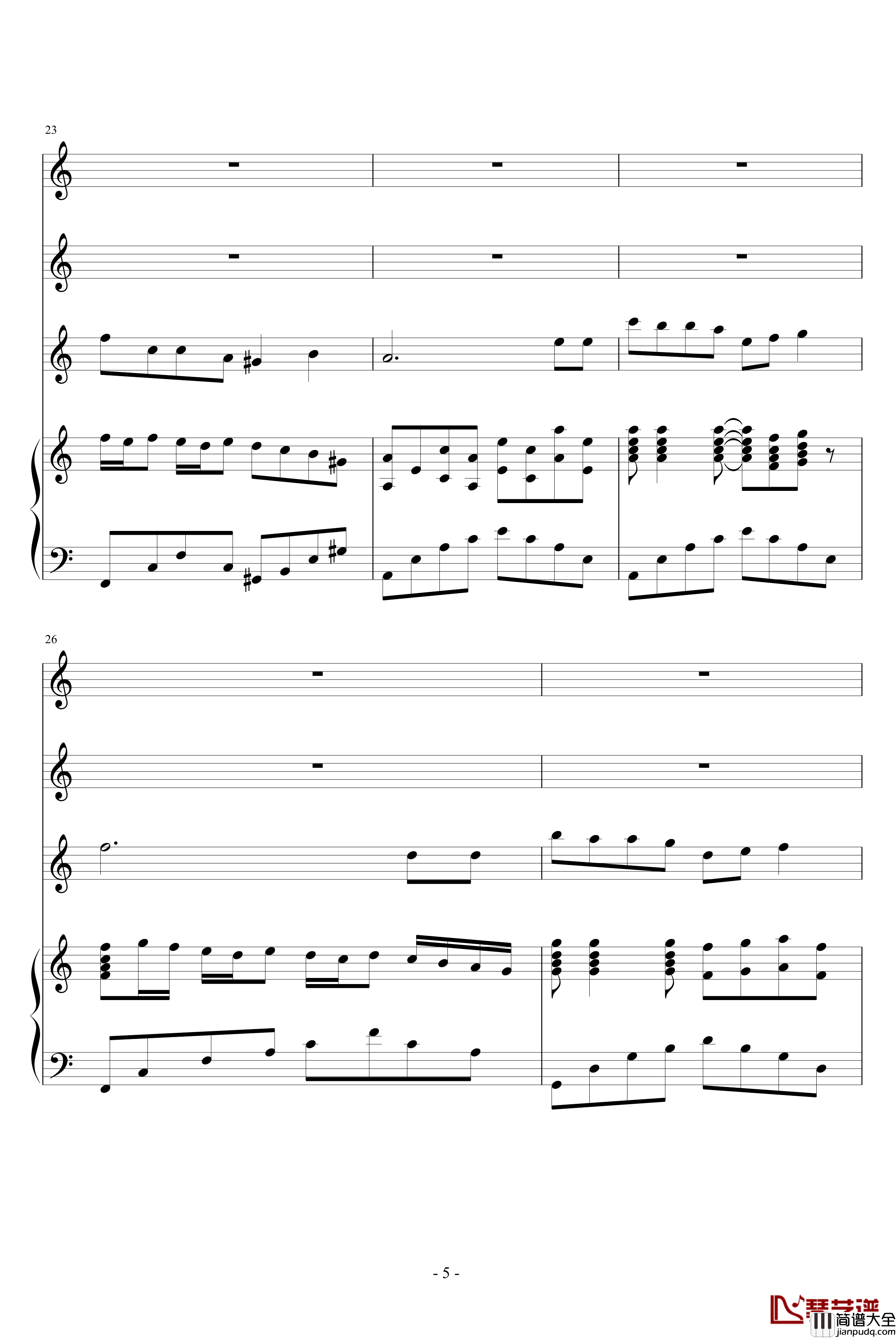 因为有你钢琴谱_佐児聼樂