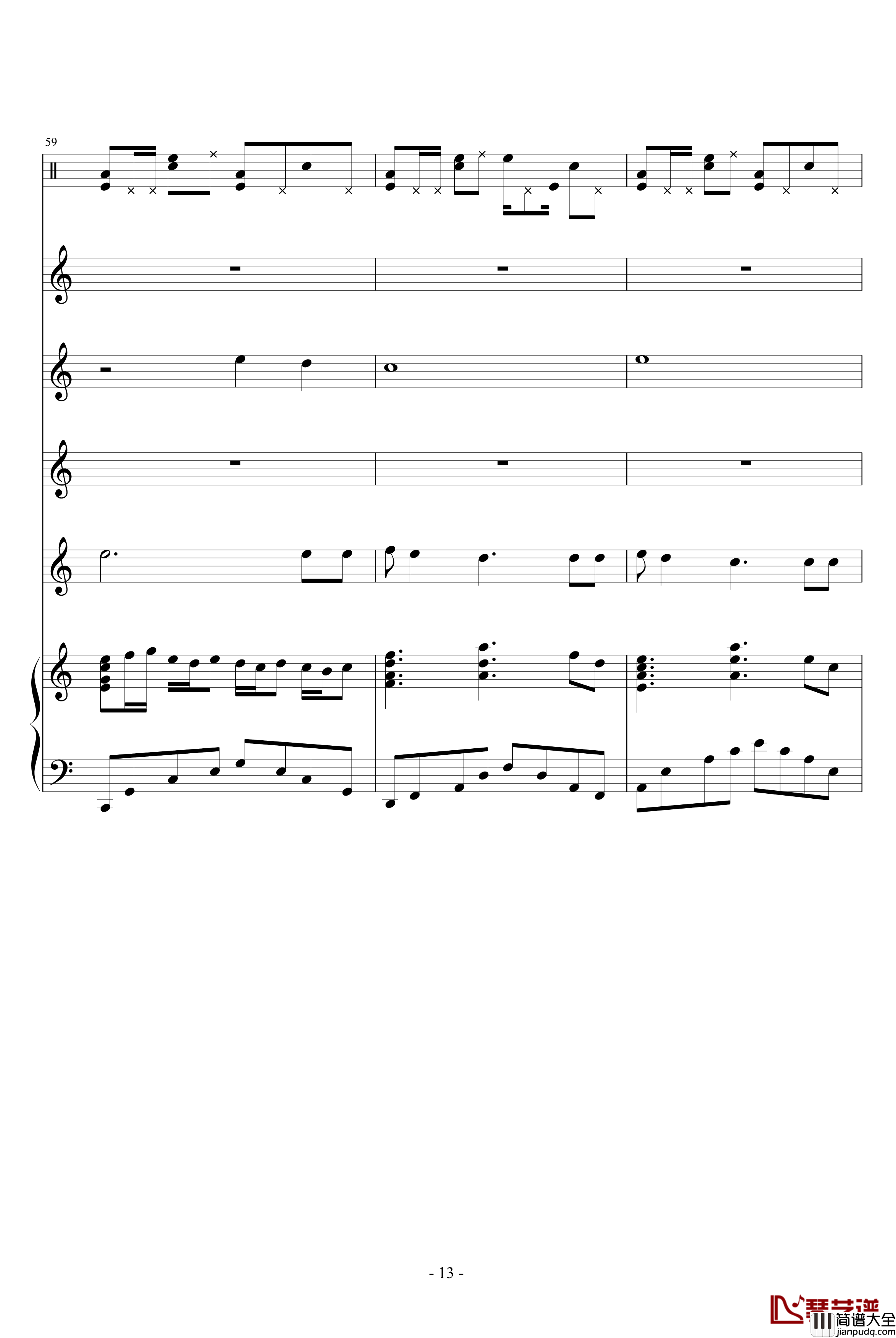 因为有你钢琴谱_佐児聼樂