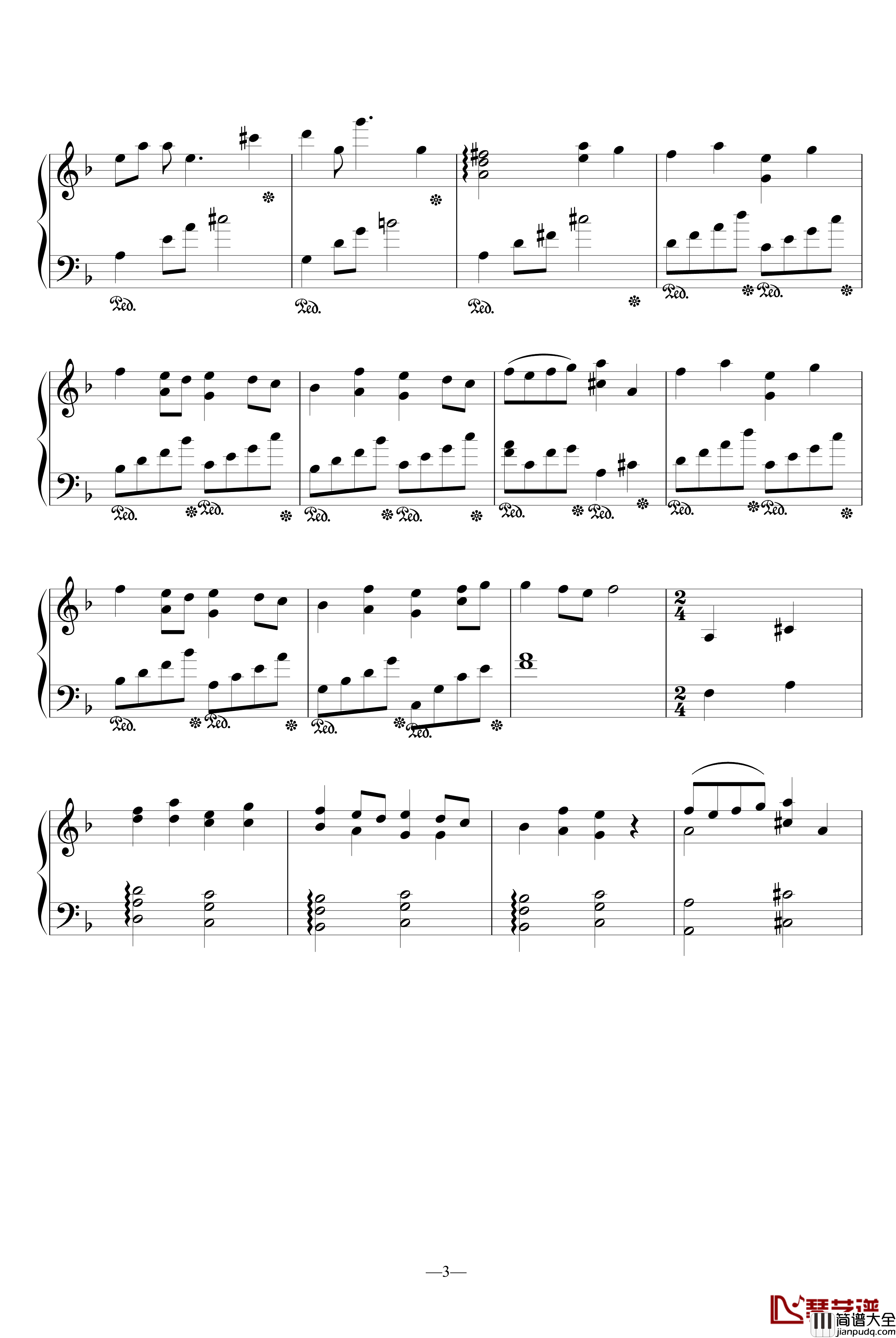 空色钢琴谱__水果篮子_插曲_动漫影视