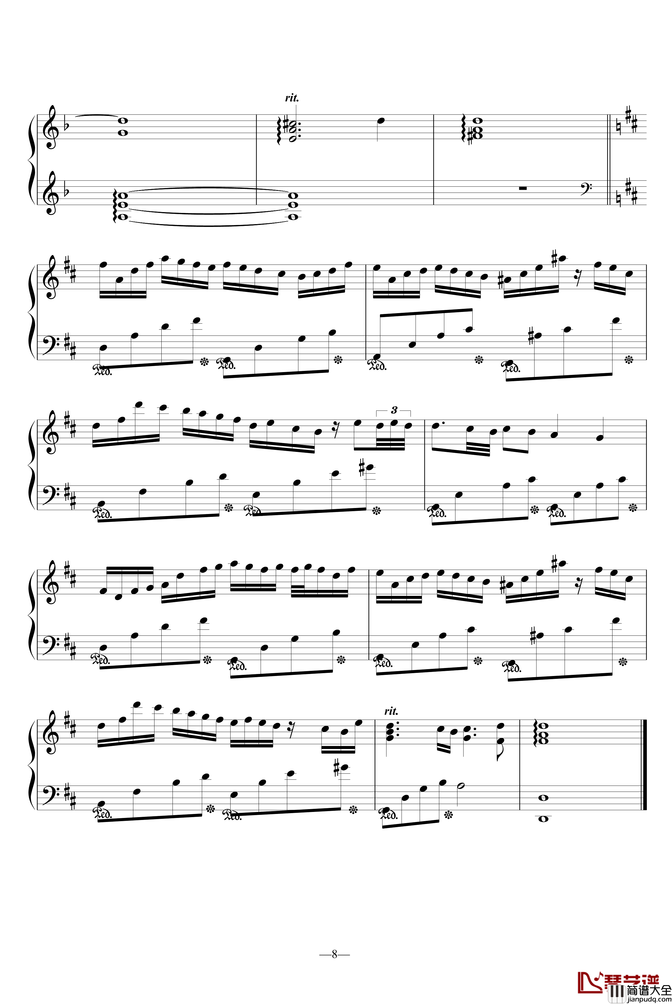 空色钢琴谱__水果篮子_插曲_动漫影视