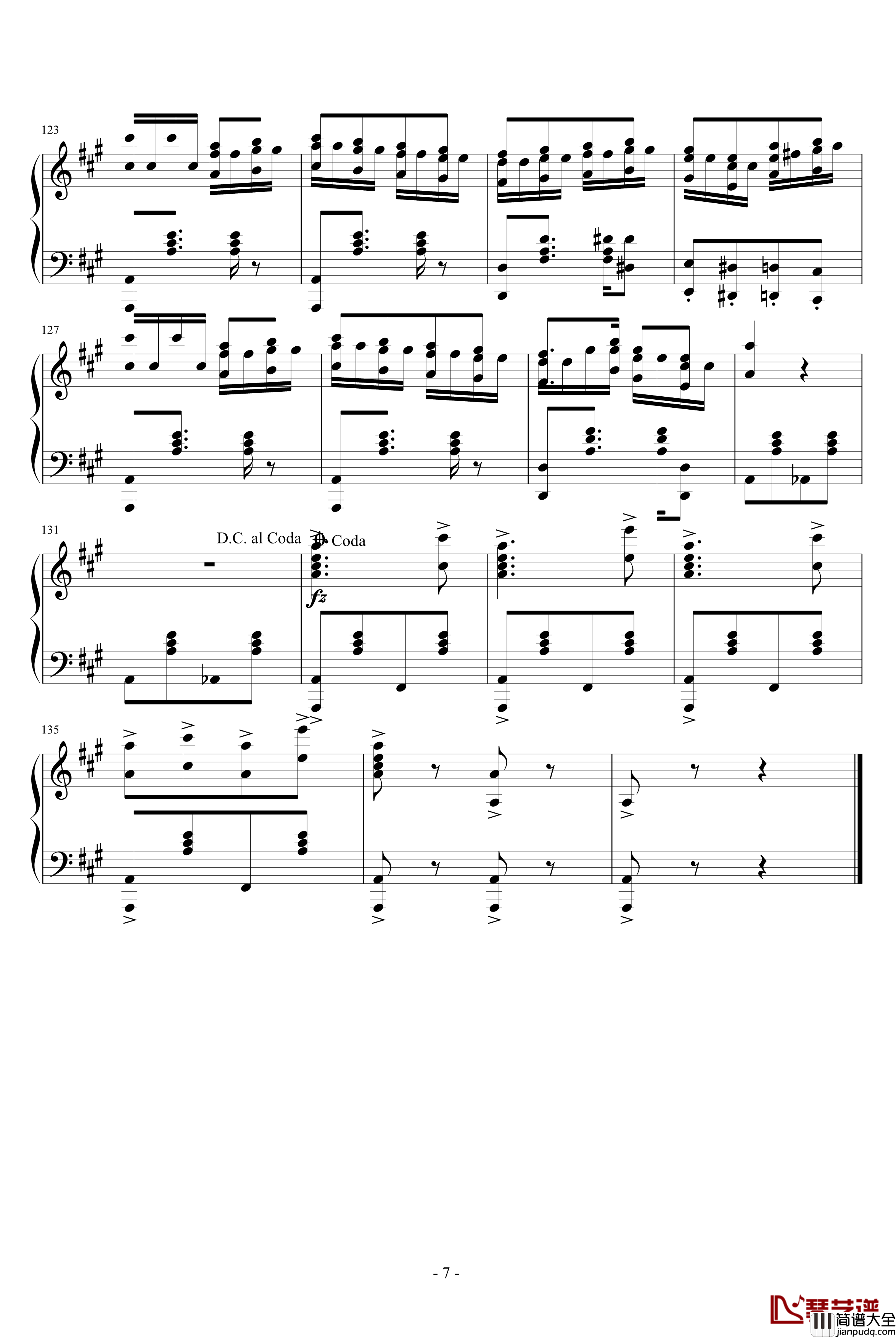 土耳其进行曲钢琴谱_爵士版_莫扎特