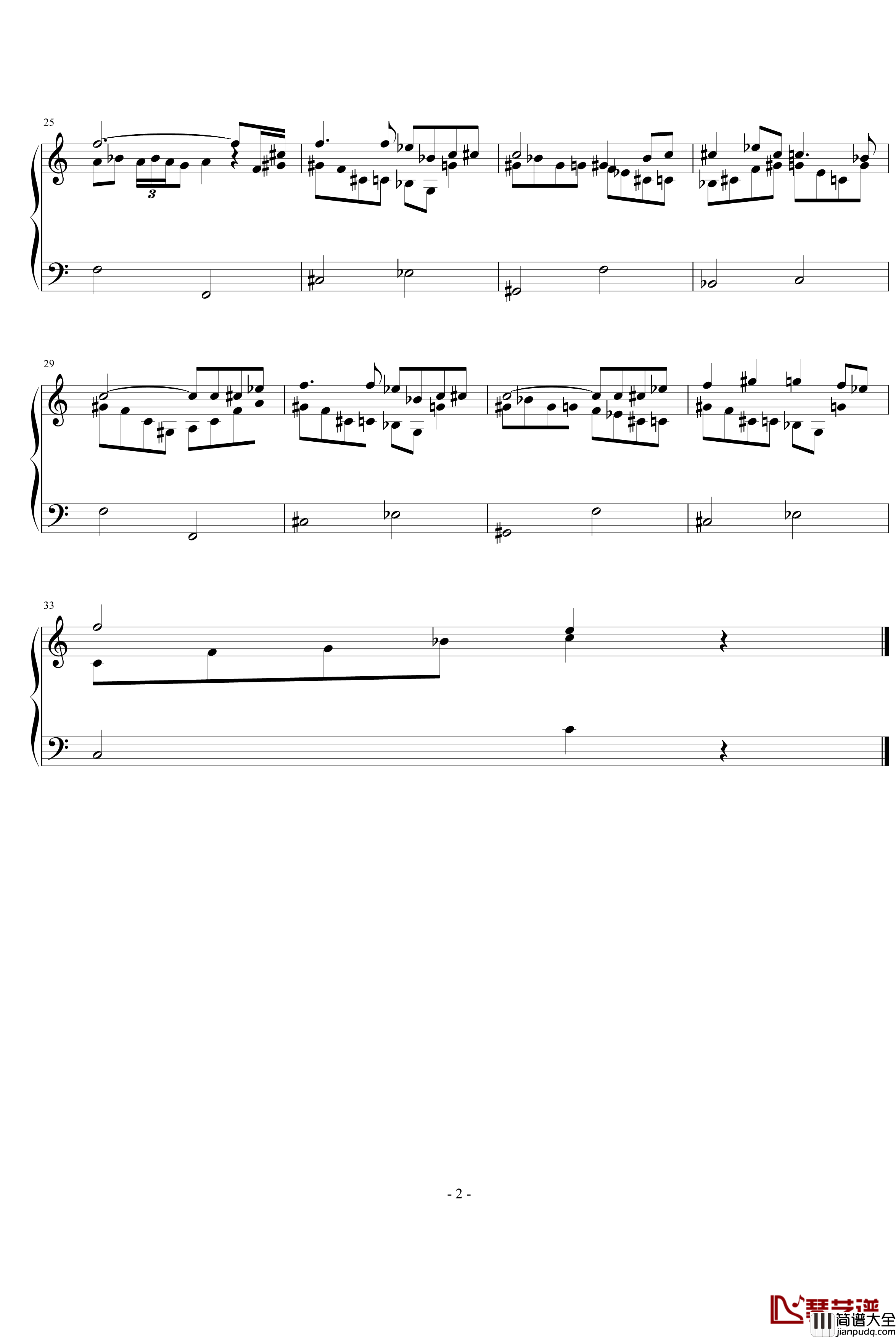 最终幻想2城镇背景钢琴谱_最终幻想