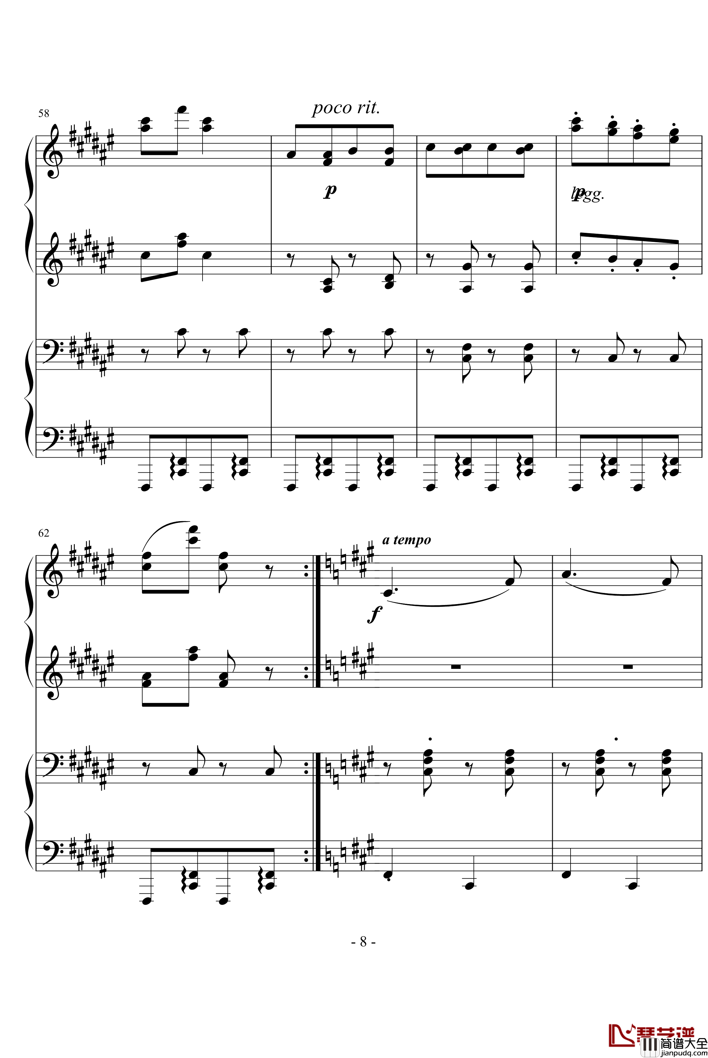 匈牙利舞曲第5号钢琴谱_勃拉姆斯_Brahms