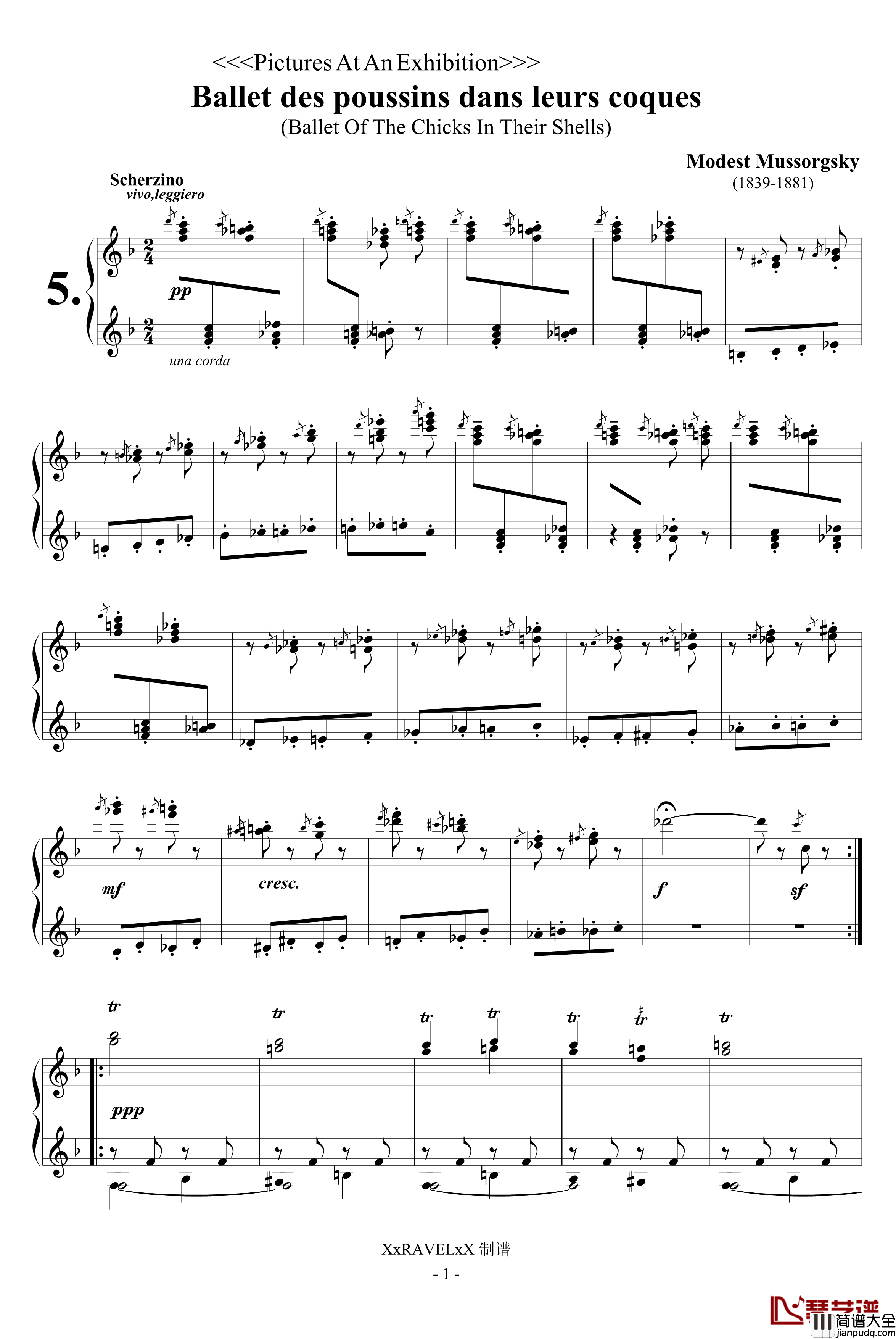 雏鸡的舞蹈钢琴谱_穆索尔斯基