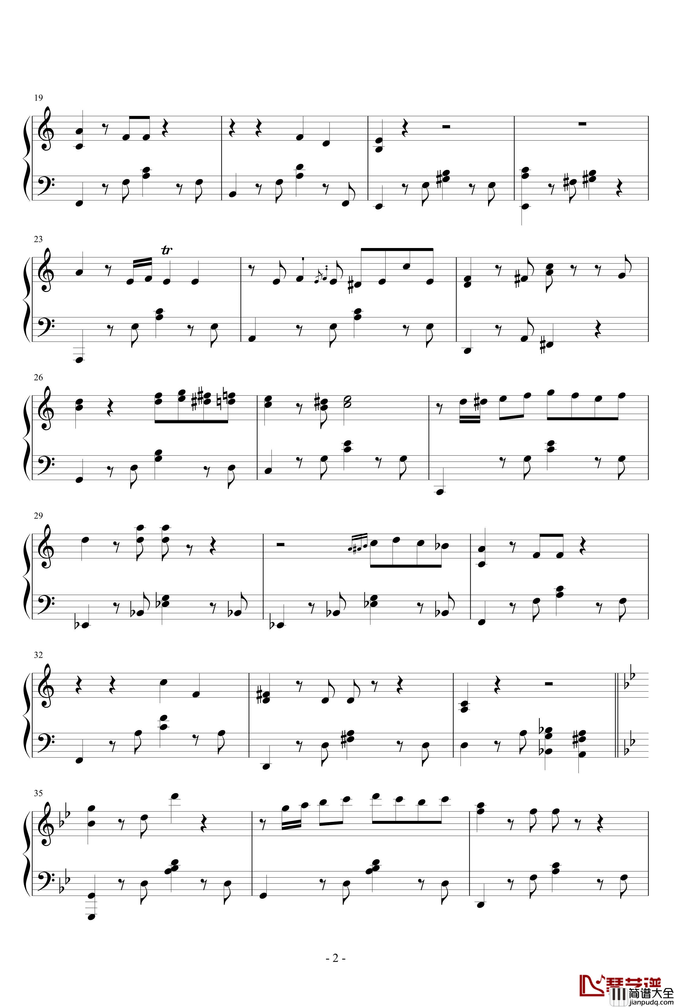 夜洛第一首即兴曲告别钢琴谱_ellocz