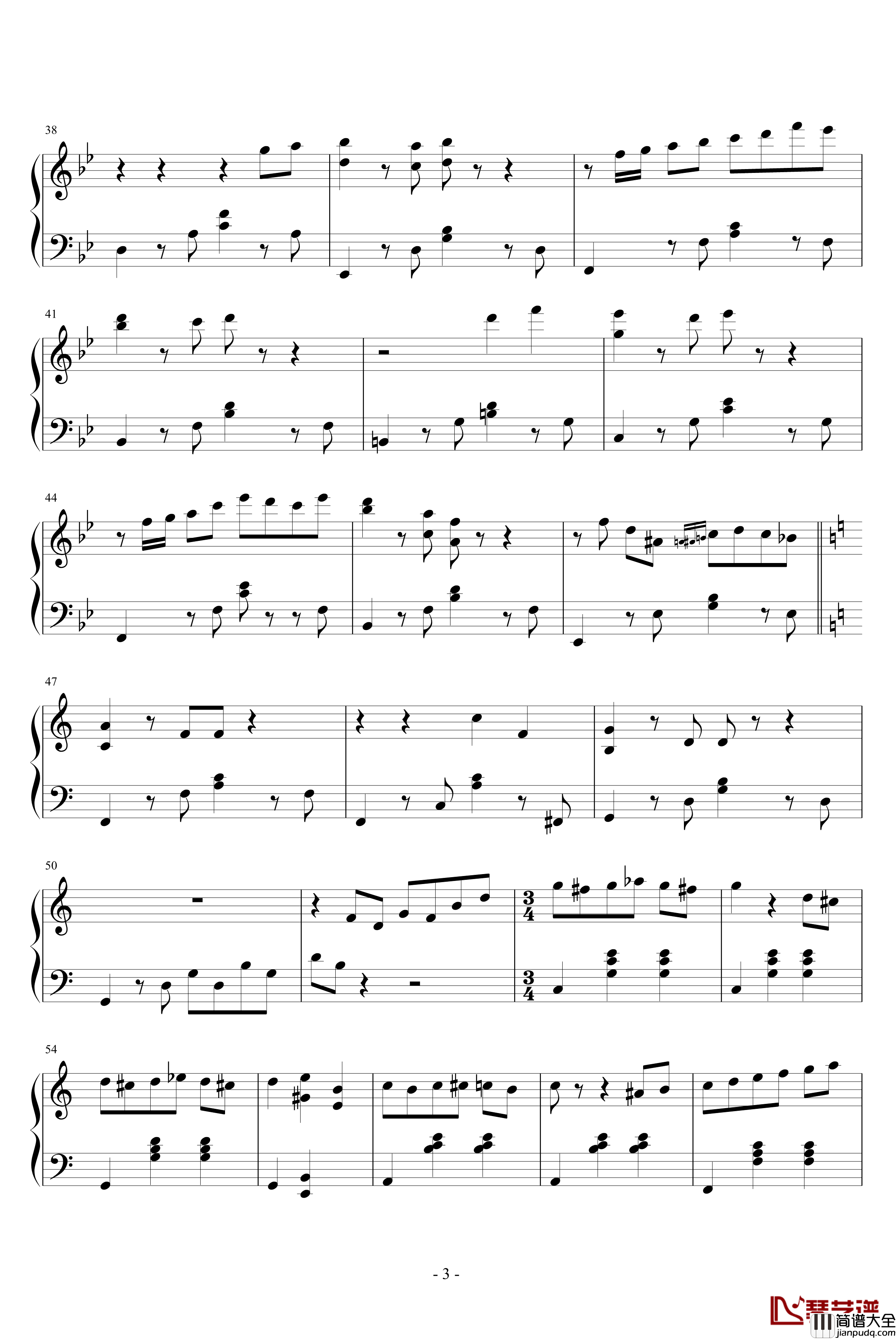 夜洛第一首即兴曲告别钢琴谱_ellocz