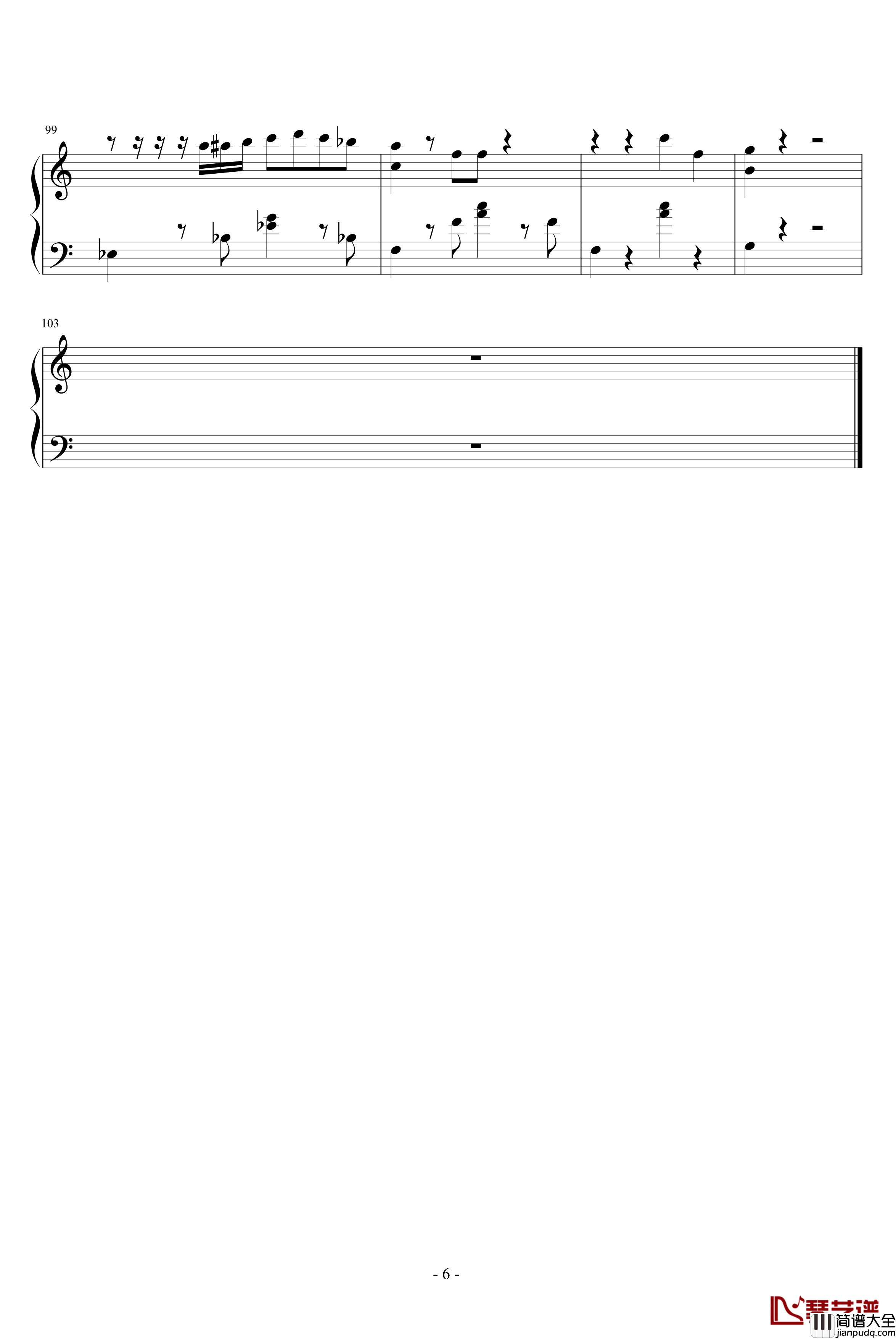 夜洛第一首即兴曲告别钢琴谱_ellocz