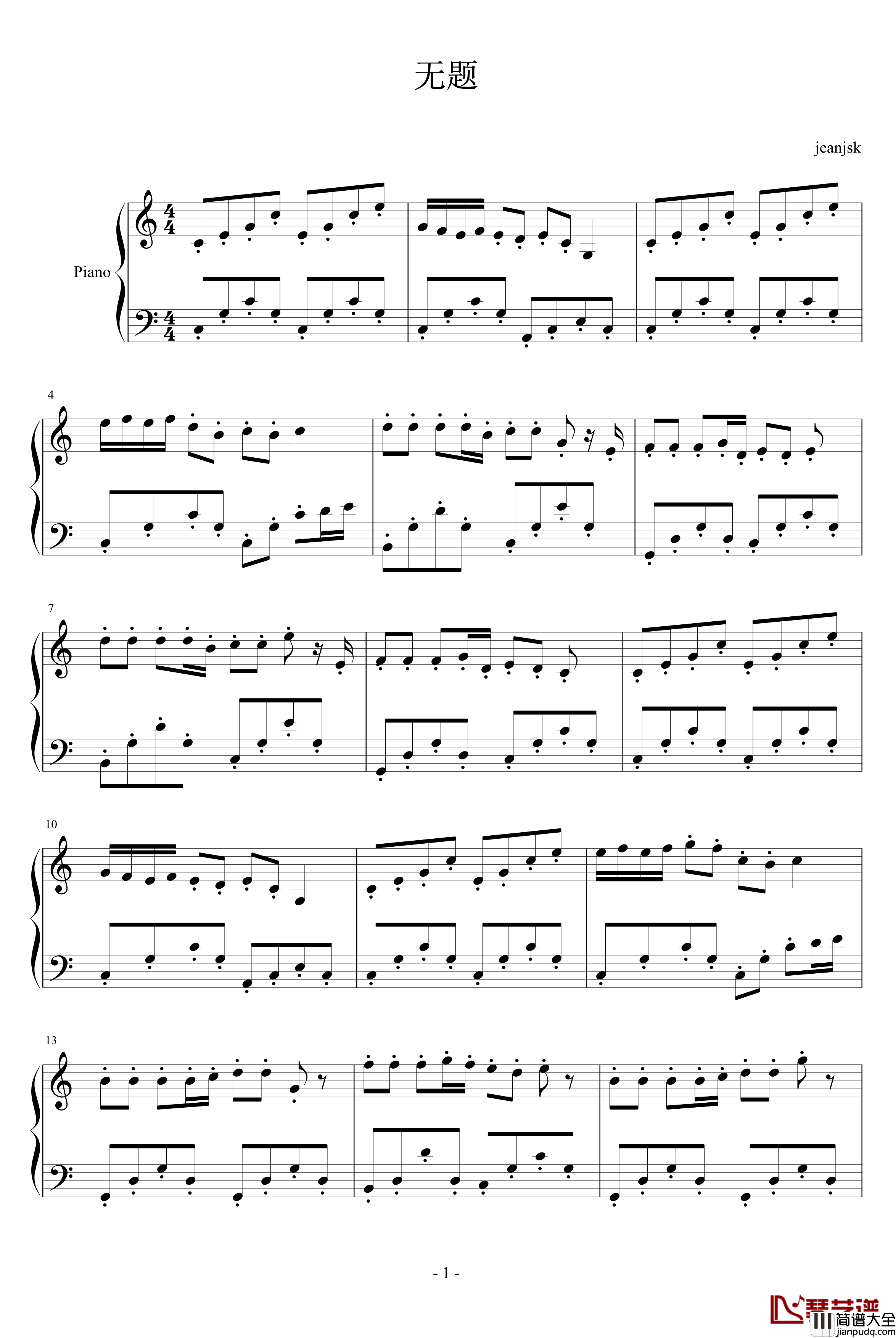 无题钢琴谱_Jean