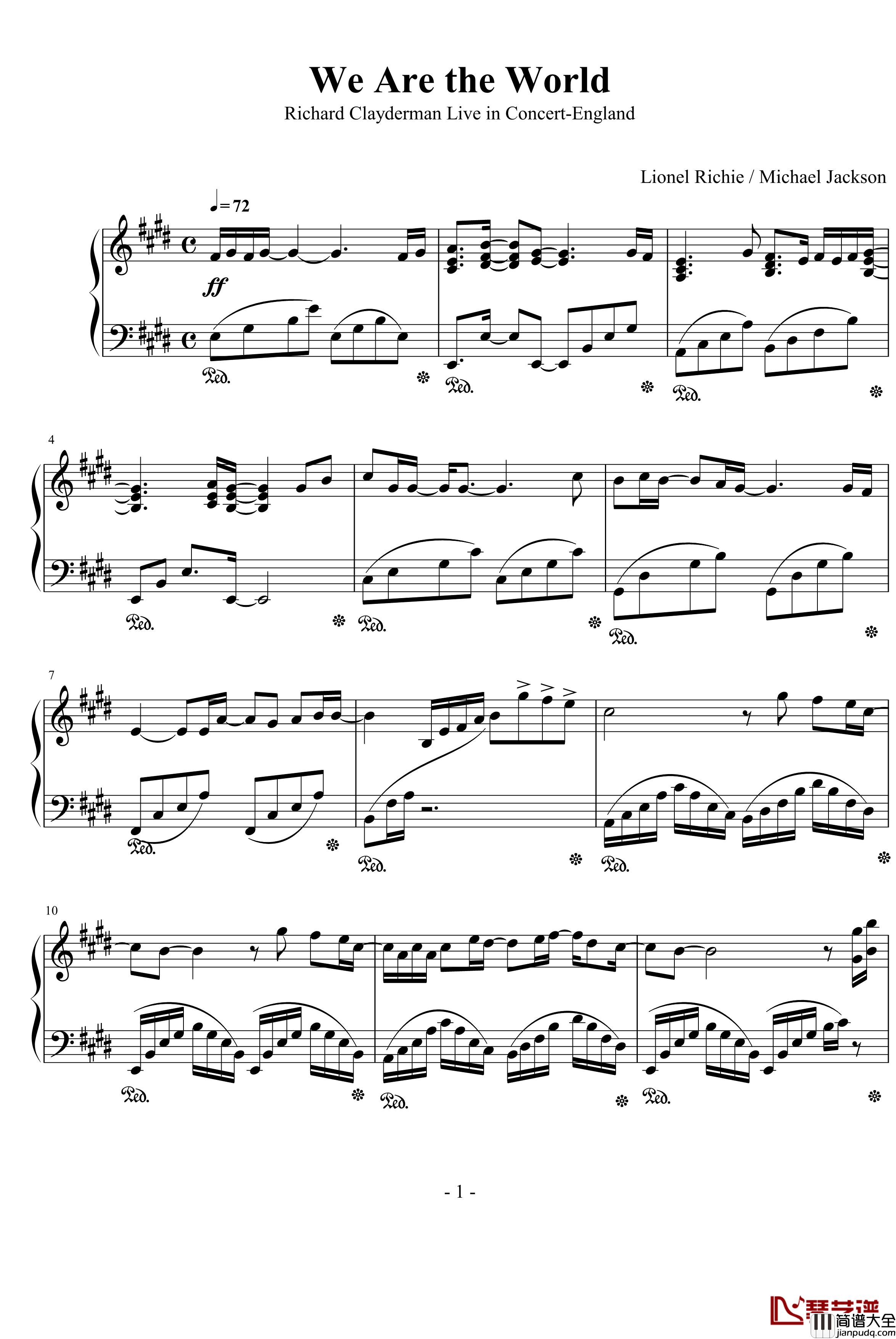 we_are_the_world钢琴谱_我们的地球_克莱德曼