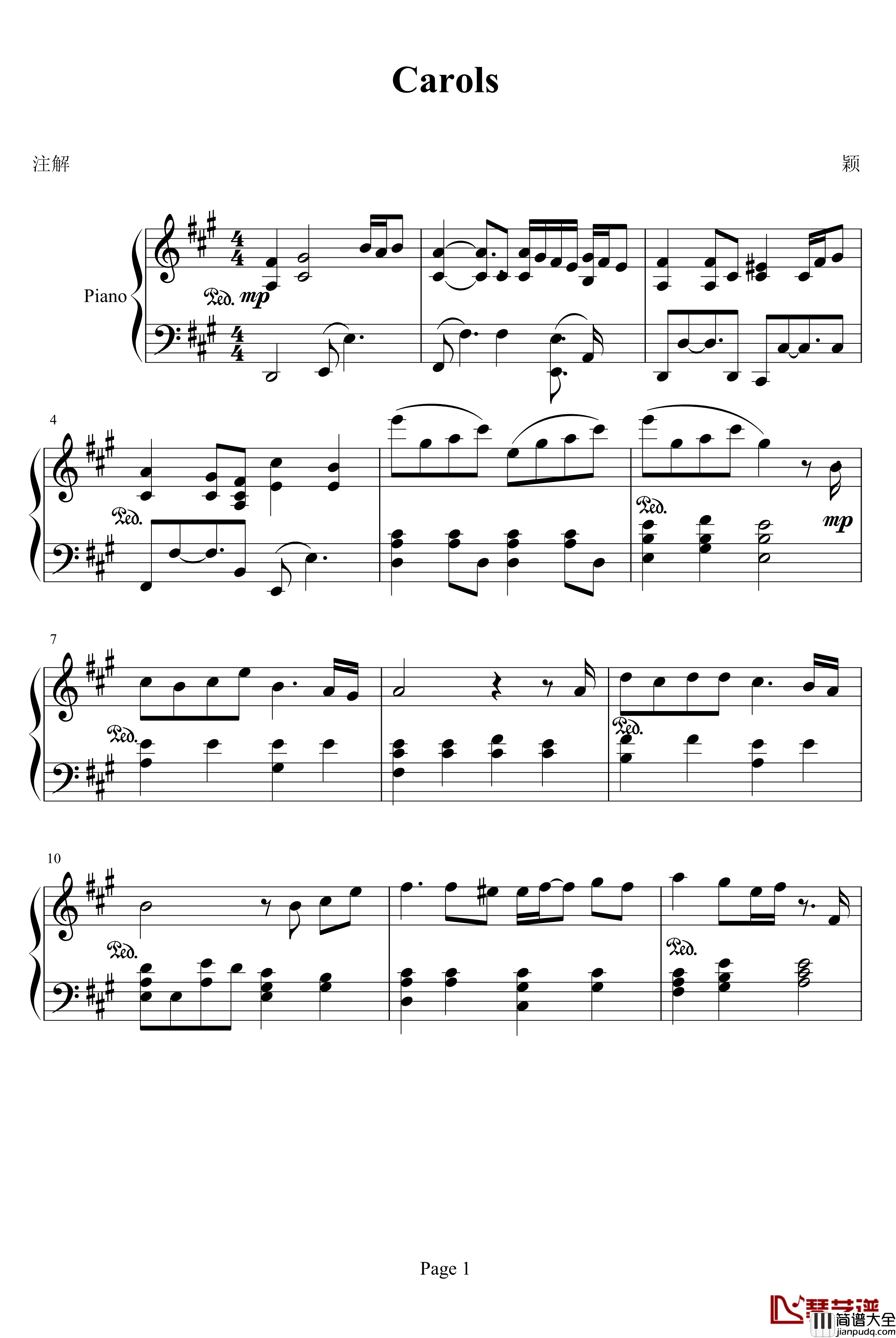carols钢琴谱_滨崎步