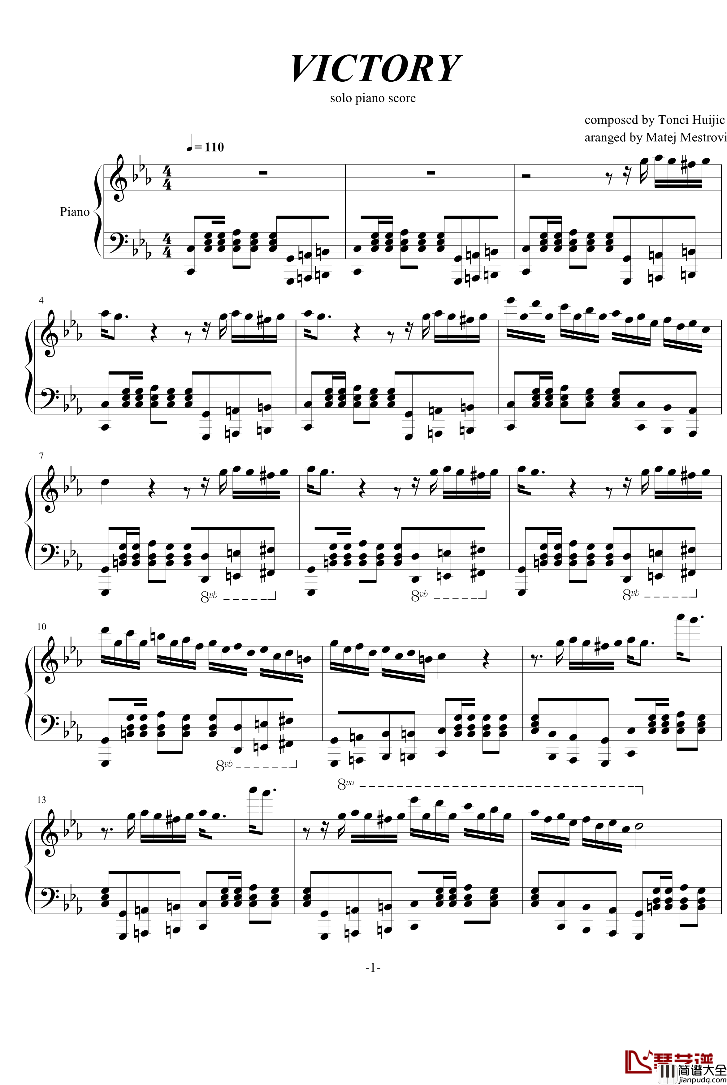 Victory钢琴谱_马克西姆_Maksim_Mrvica