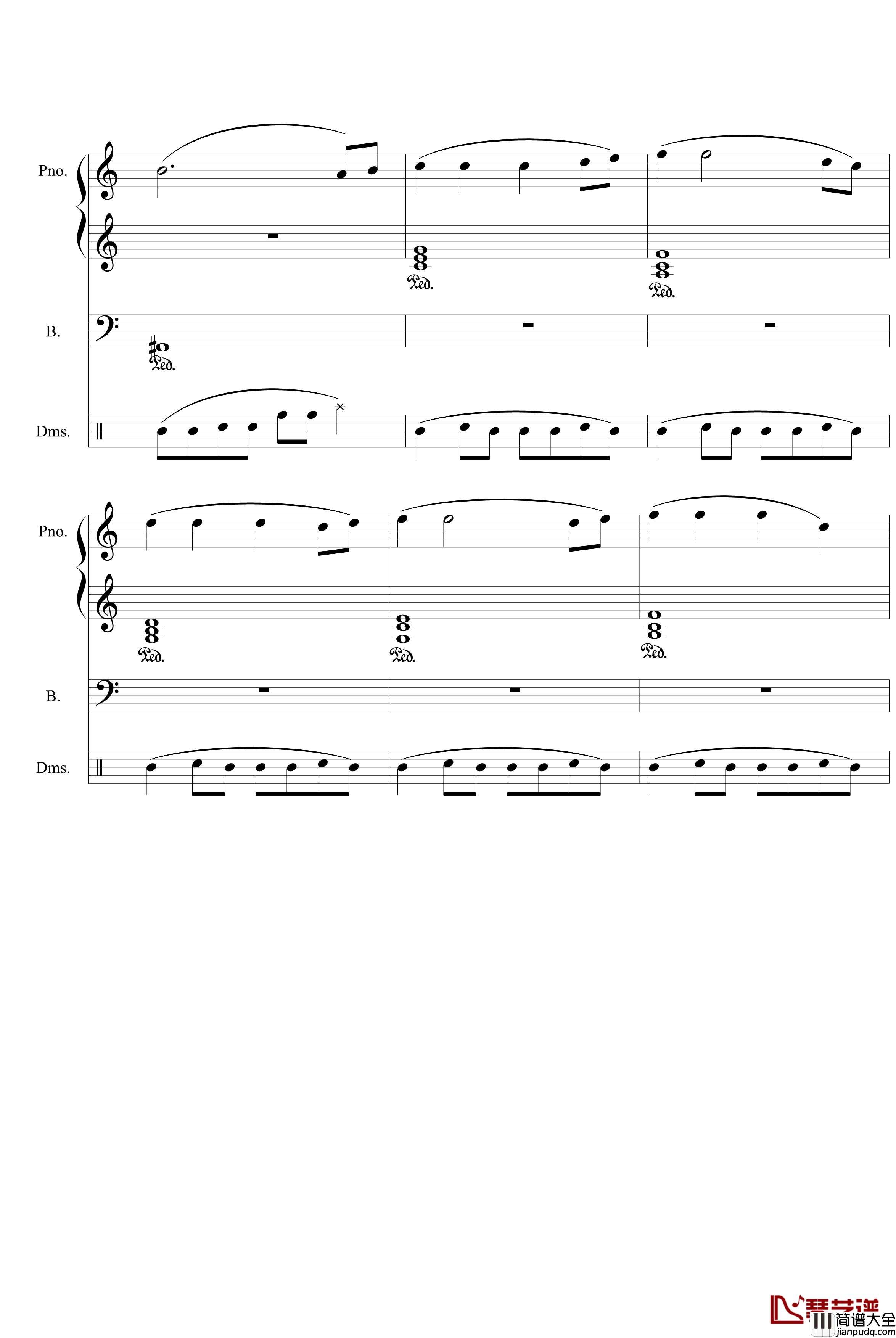 赐给你的爱钢琴谱_打击乐版_快乐的猪