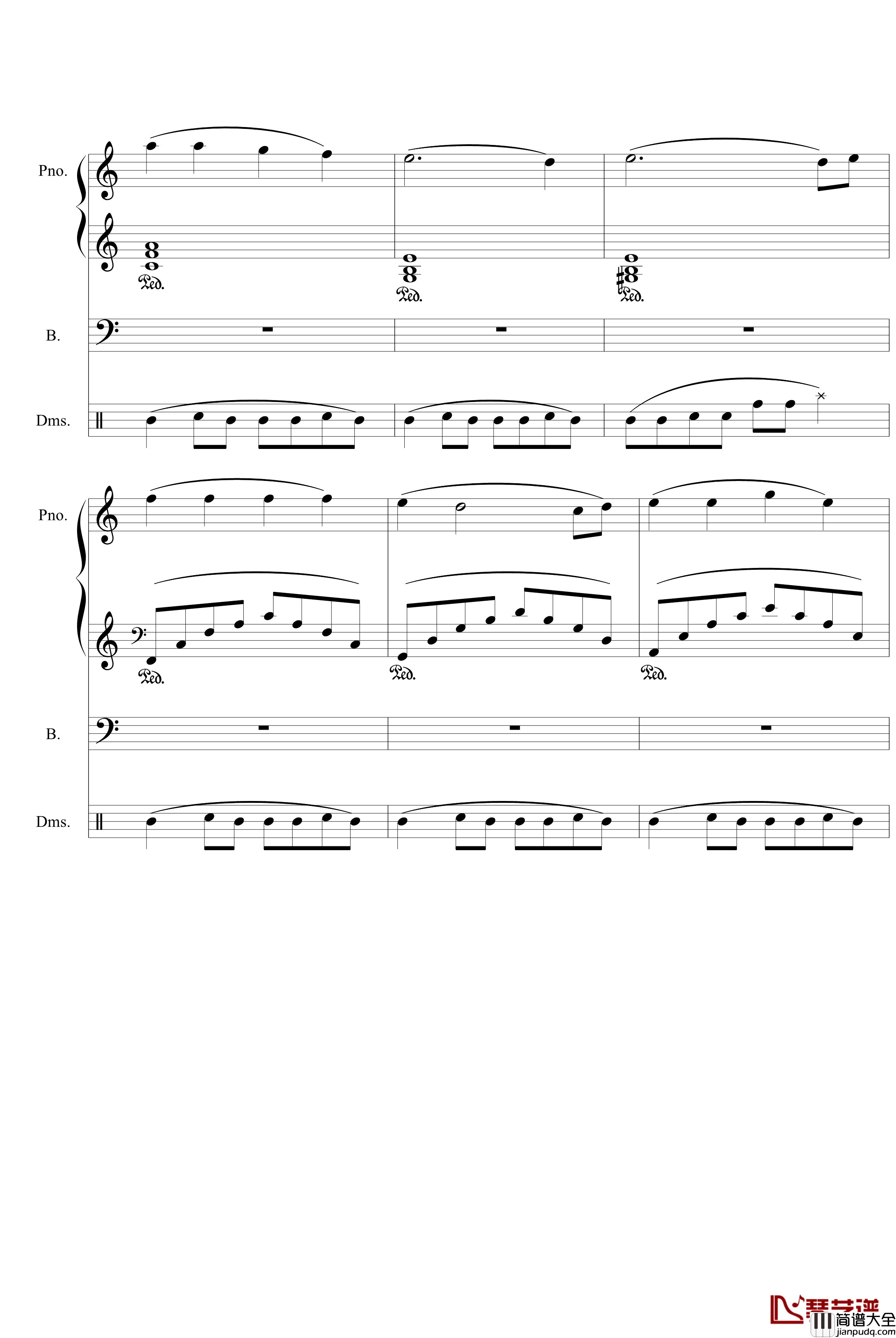 赐给你的爱钢琴谱_打击乐版_快乐的猪