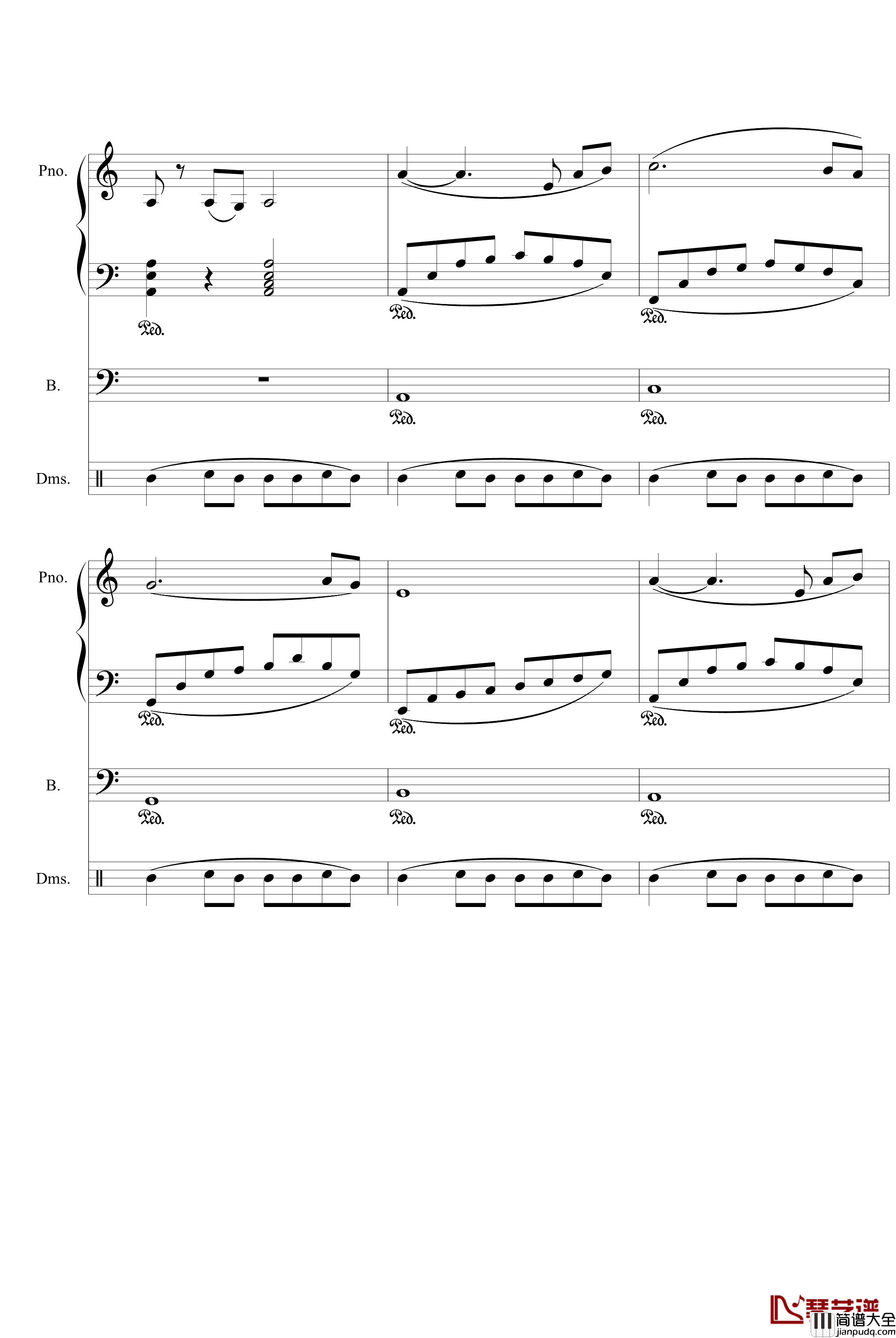 赐给你的爱钢琴谱_打击乐版_快乐的猪