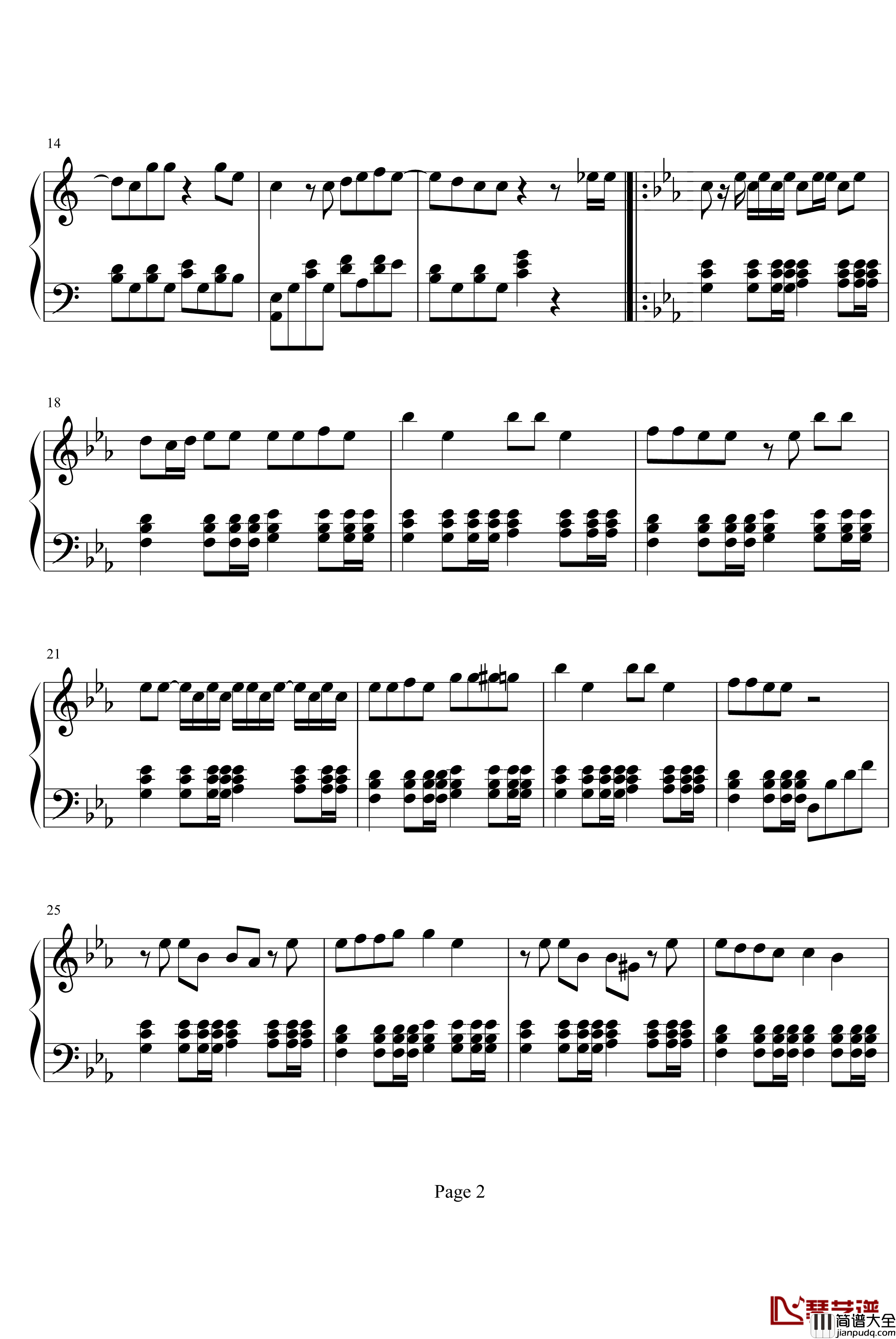 说爱你钢琴谱_蔡依林