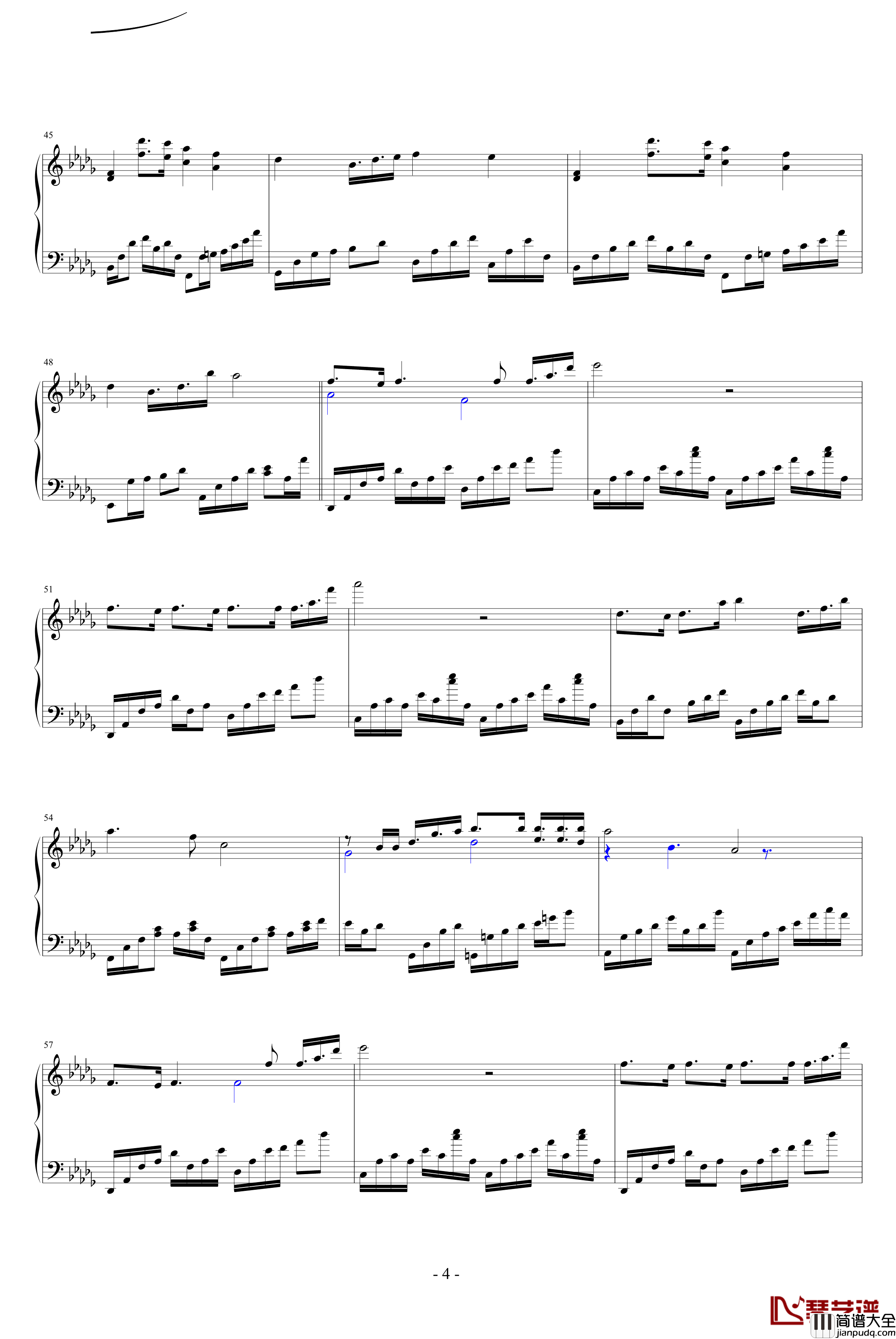 彼岸阑珊钢琴谱_听听看吧_无S尽K蓝Y天