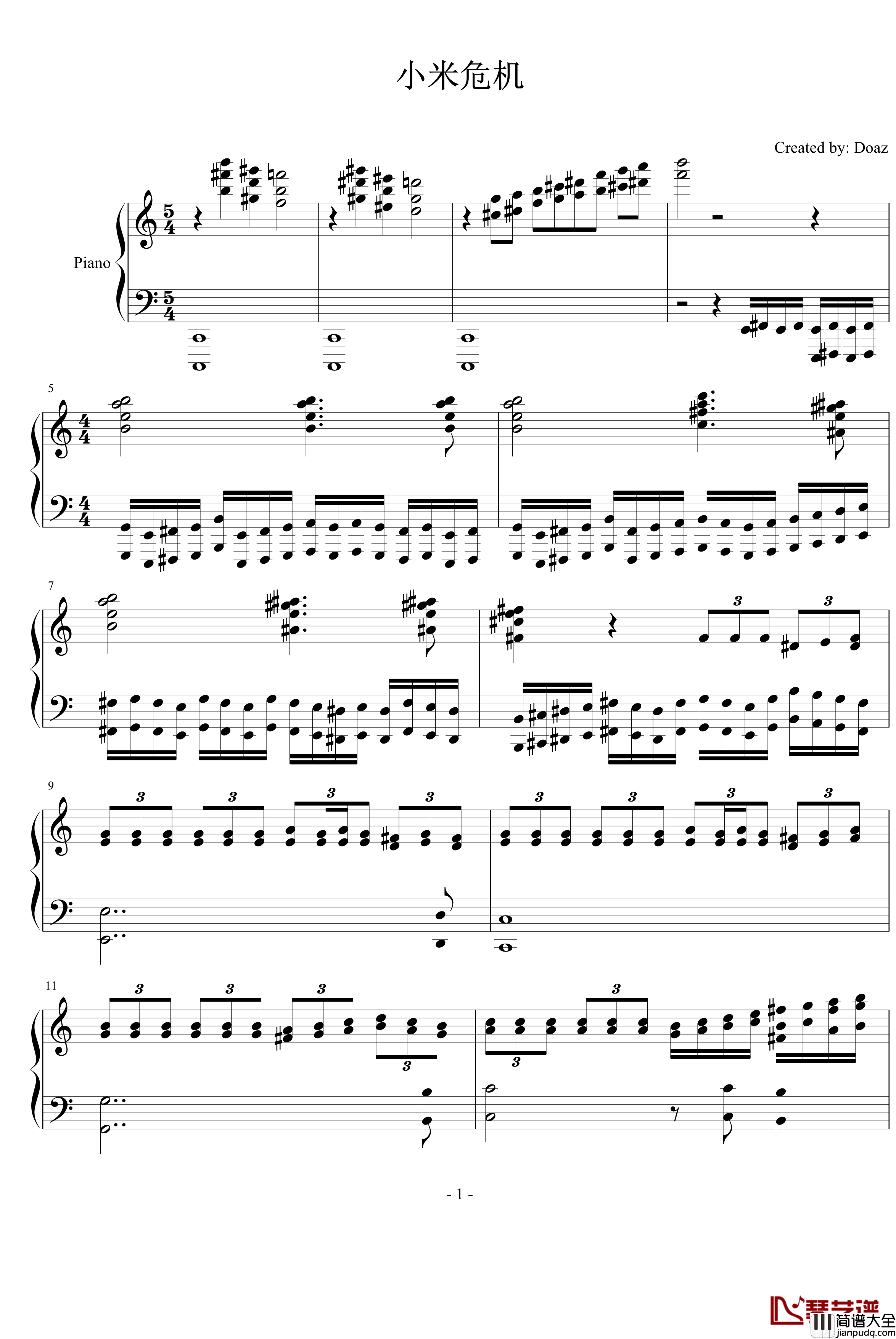 小米危机钢琴谱_aqtq314