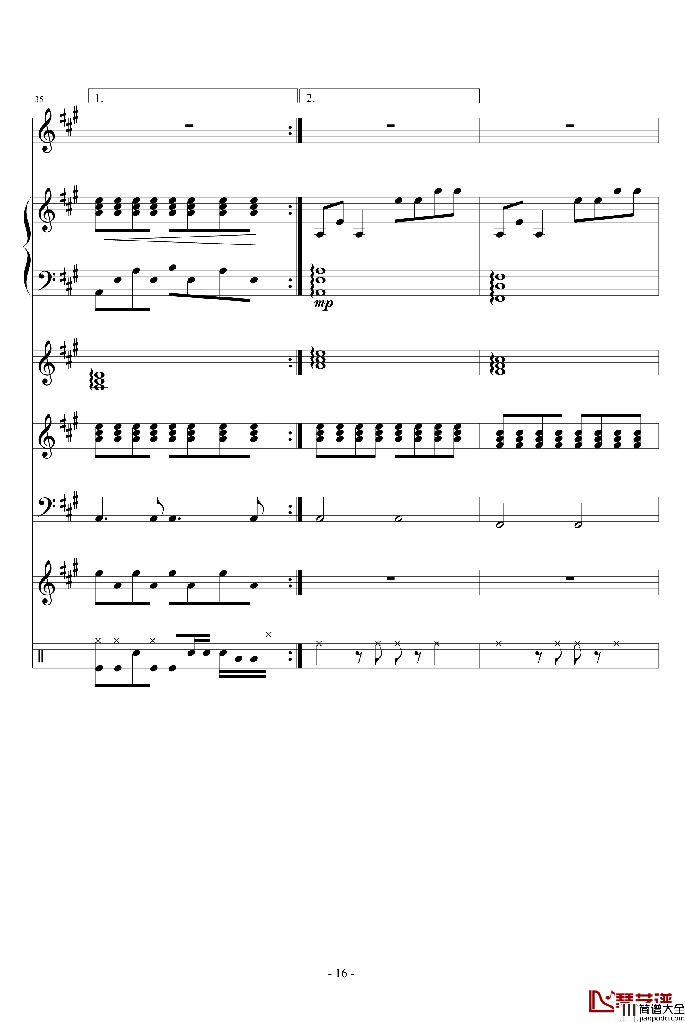 捍卫自由钢琴谱_血腥残阳