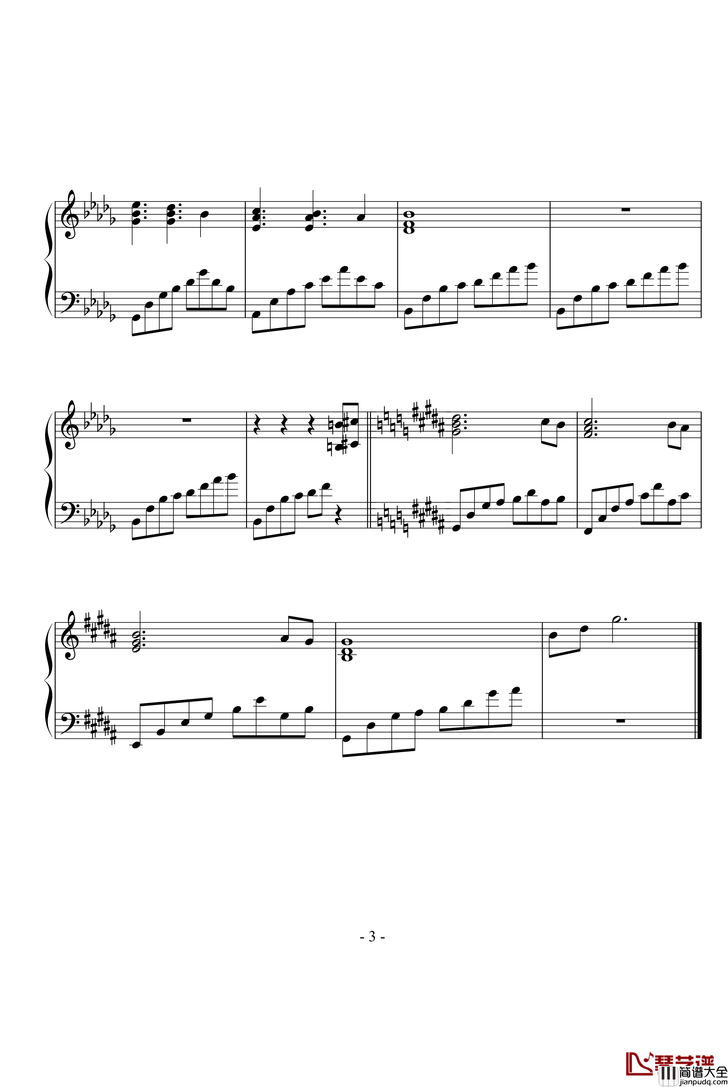 再见了，初中毕业班钢琴谱_黄紫橙