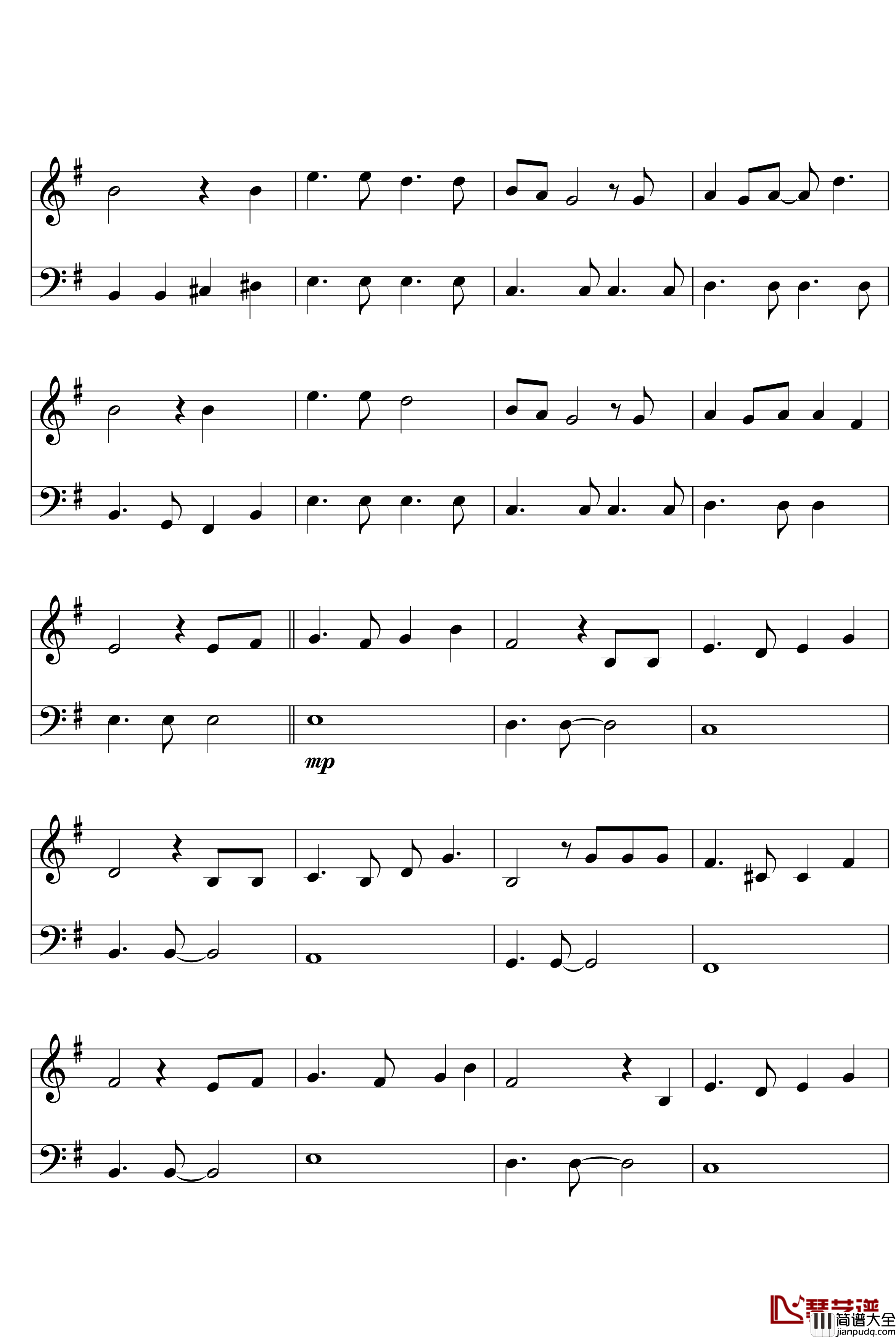 天空之城八音盒钢琴谱_久石让