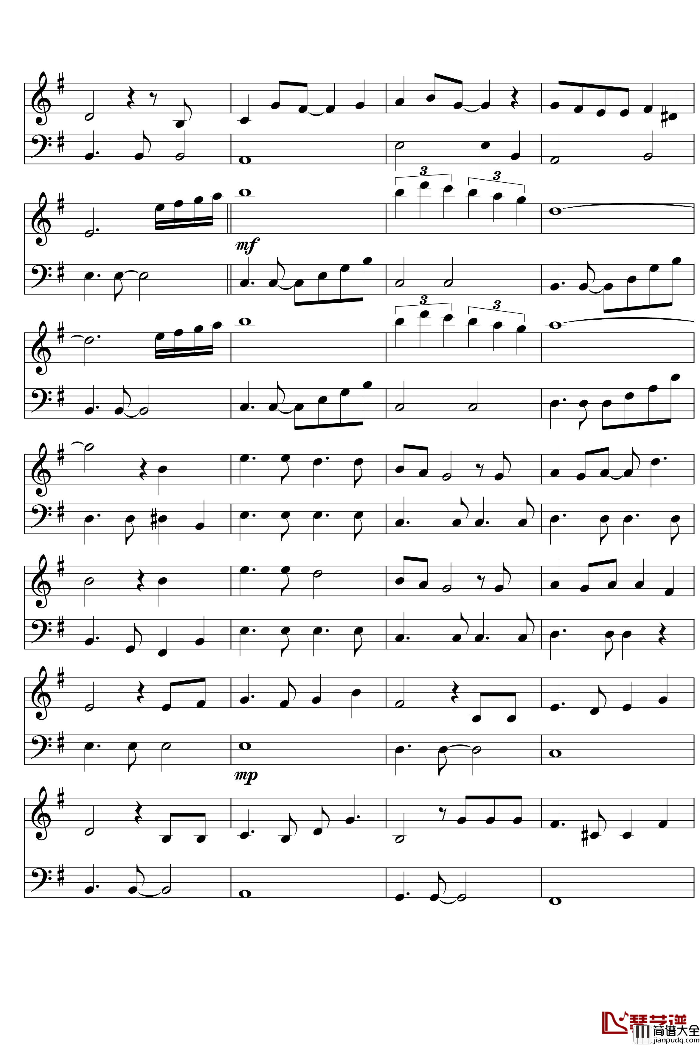 天空之城八音盒钢琴谱_久石让