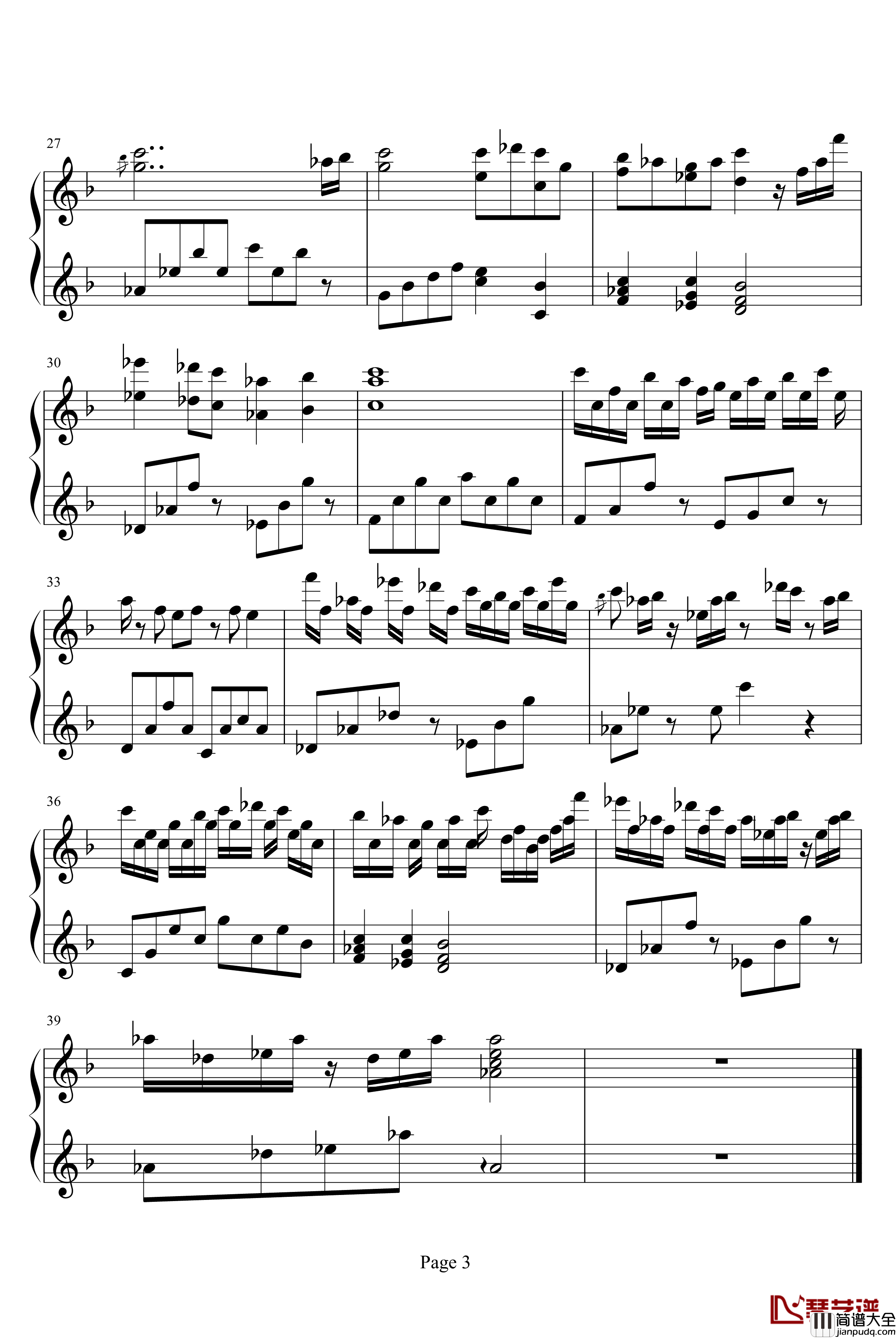 风与花之歌钢琴谱_游戏