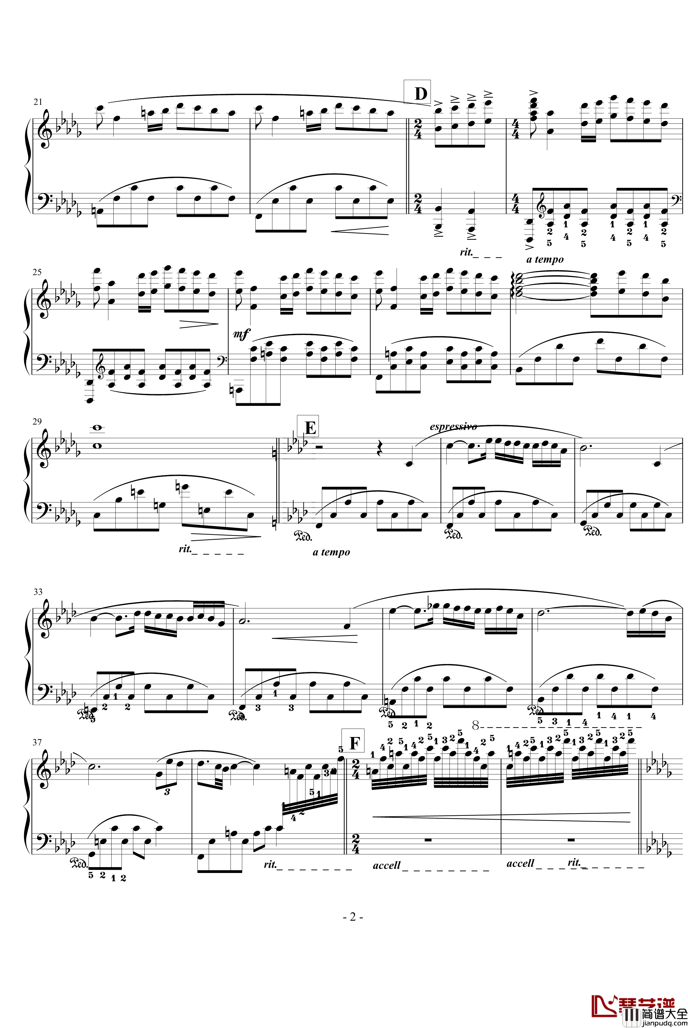 秋日私语钢琴谱_塞内维尔