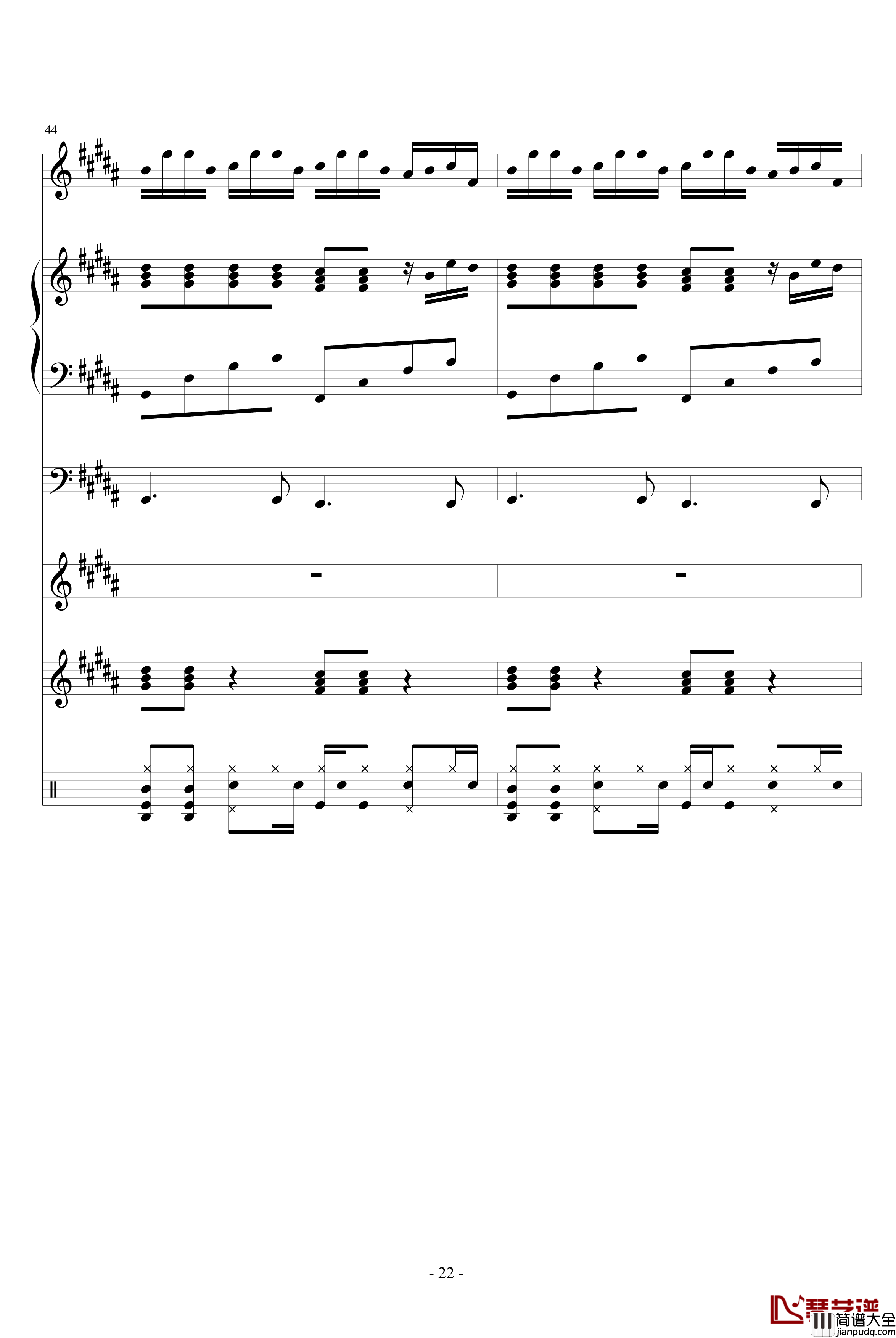 FAKE钢琴谱_血腥残阳