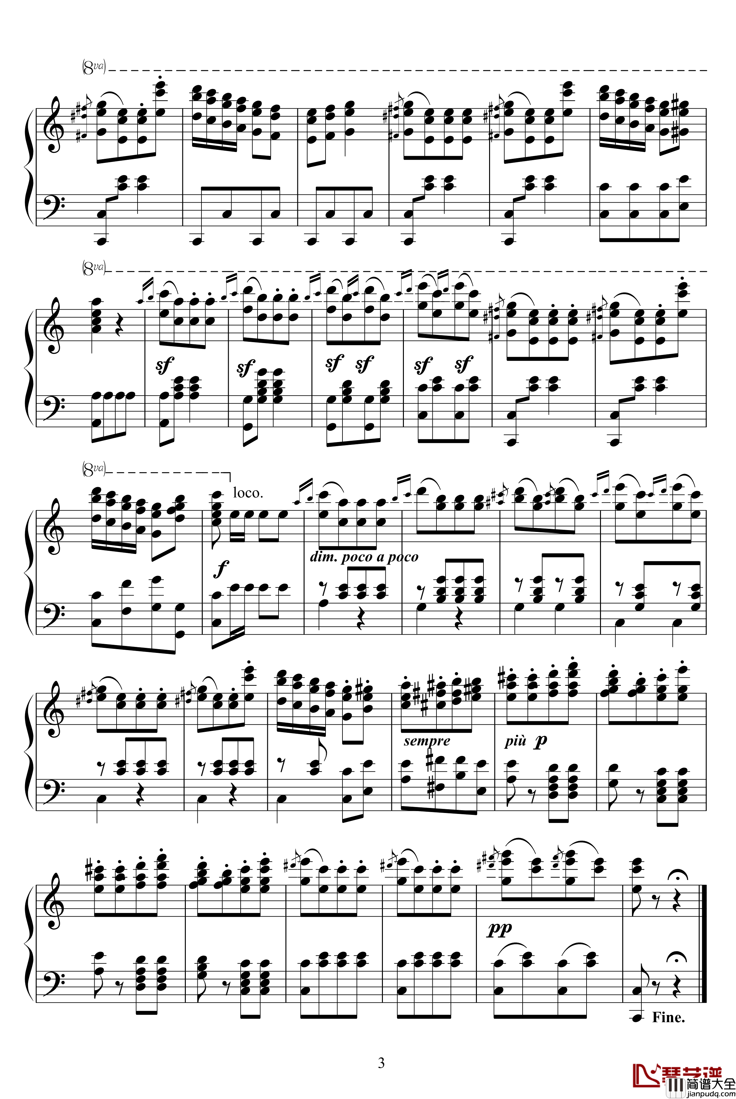 土耳其进行曲钢琴谱_贝多芬