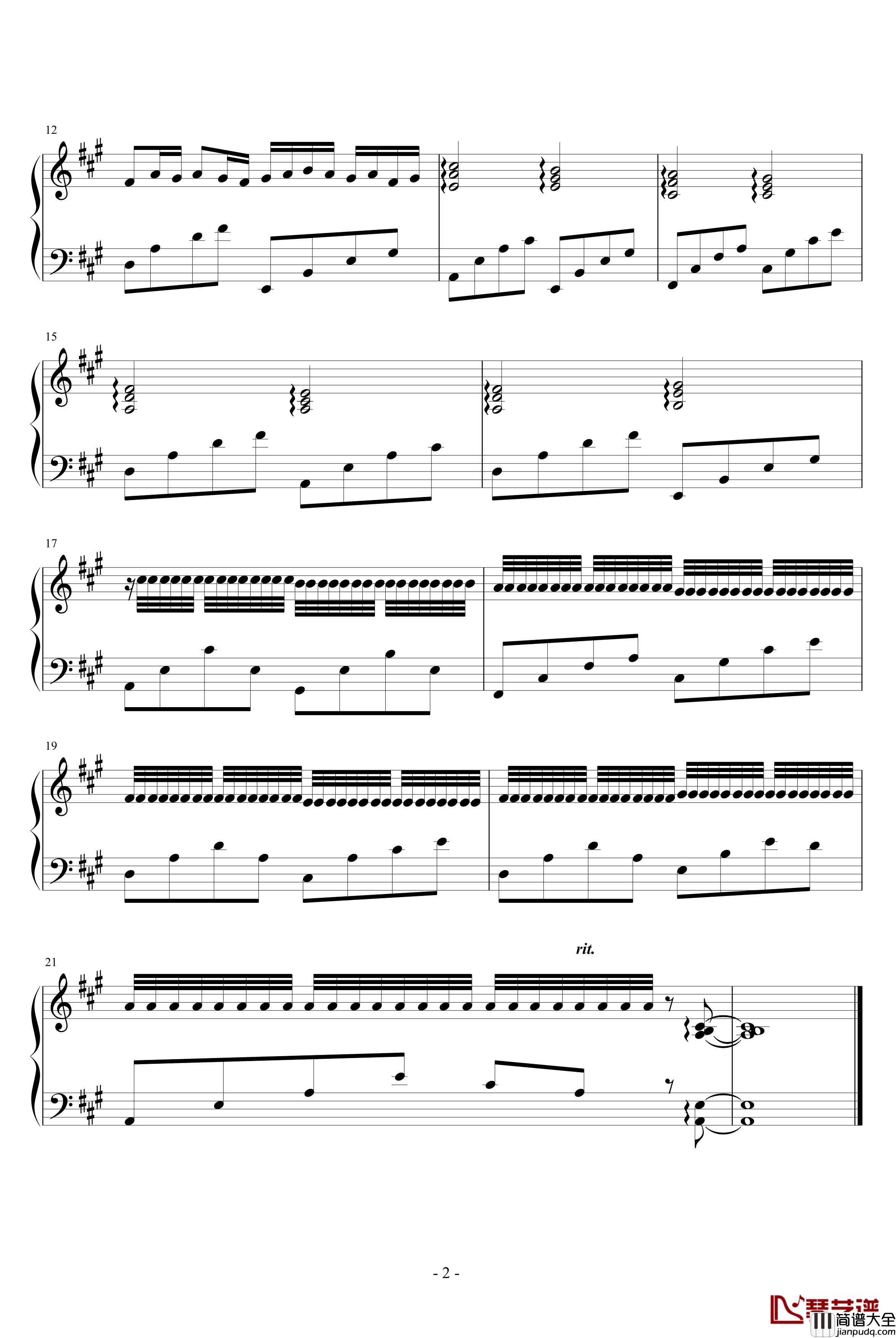 卡农变奏曲钢琴谱_动漫影视