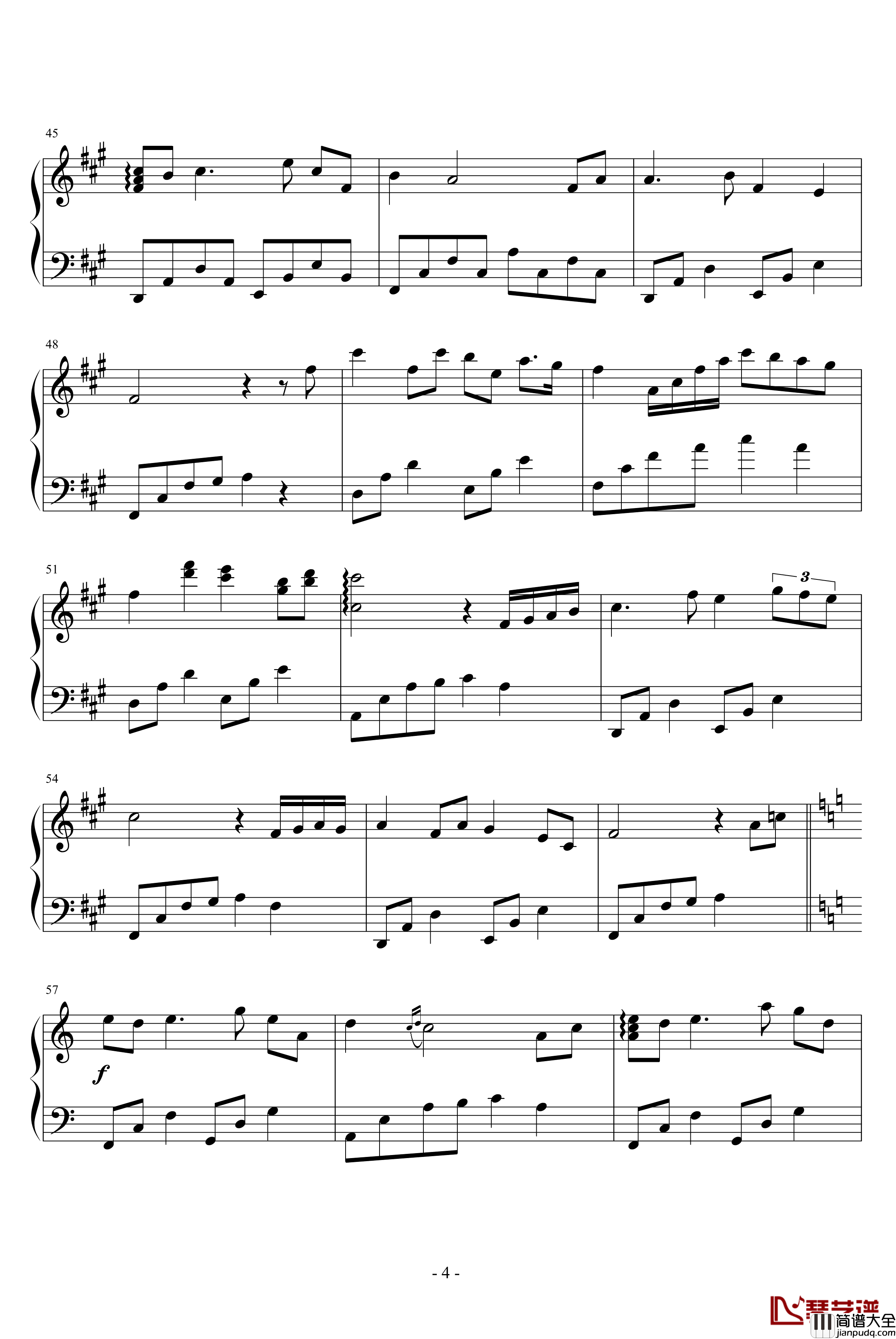 风居住的街道钢琴谱_A调转C调版_影视