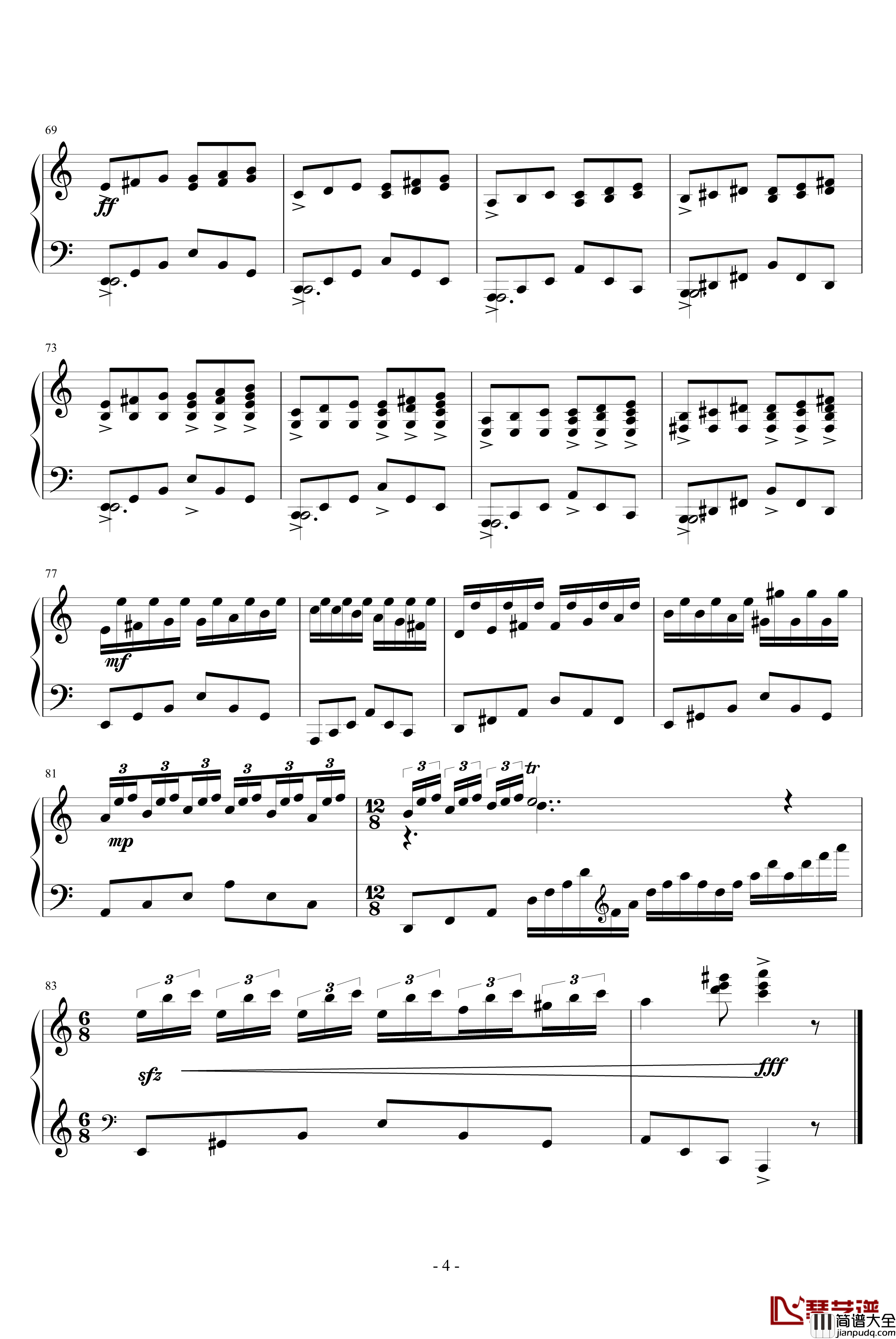 进阶练习曲第一首钢琴谱_Ashitaka