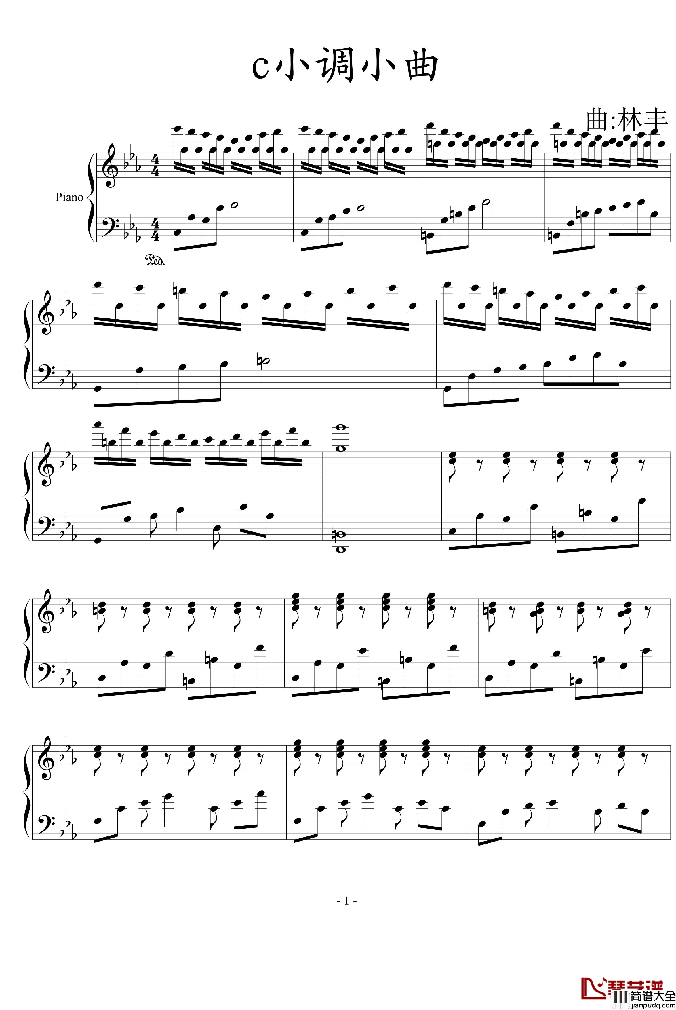 c小调小曲钢琴谱_风花雨露