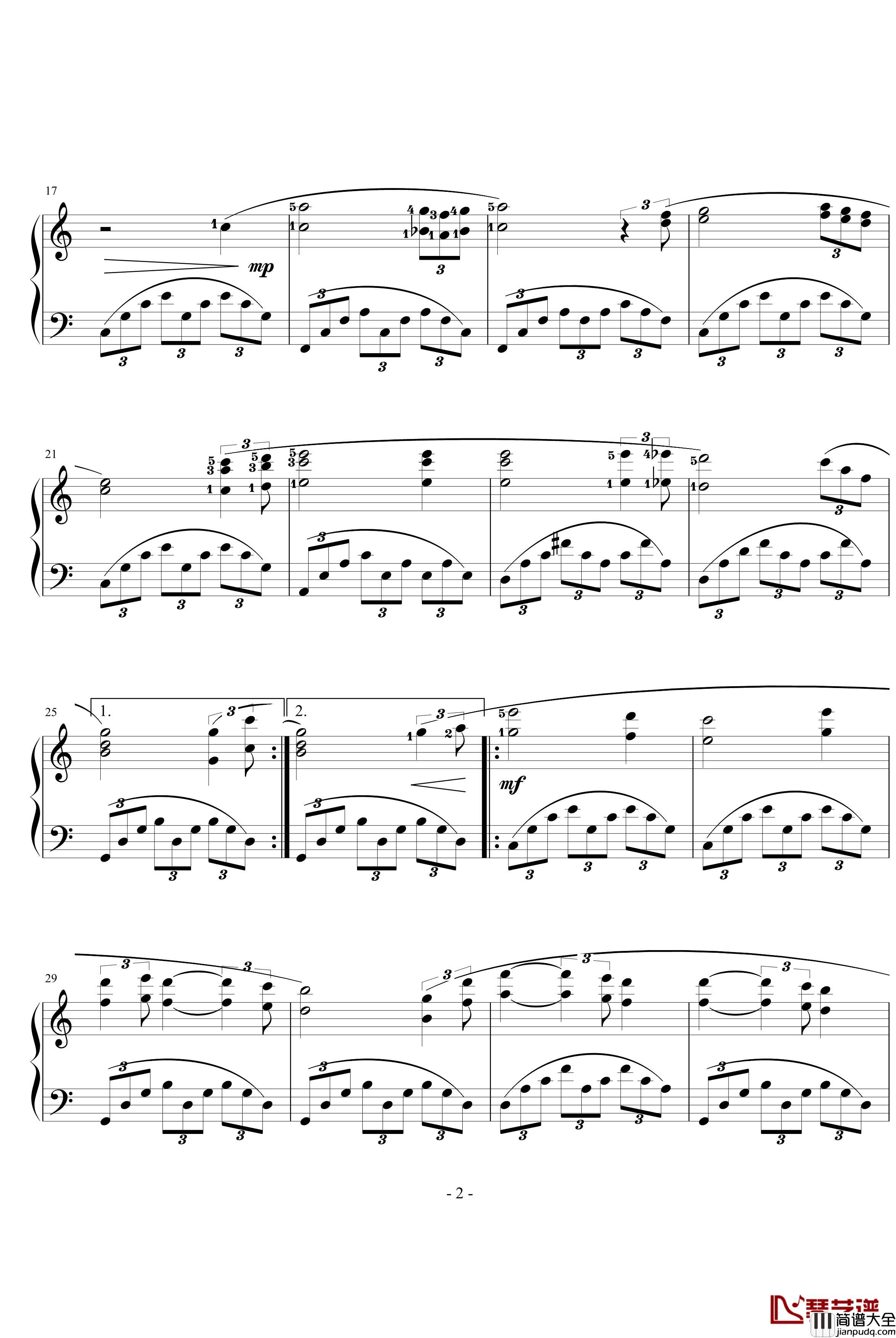 情人的舞会钢琴谱_克莱德曼