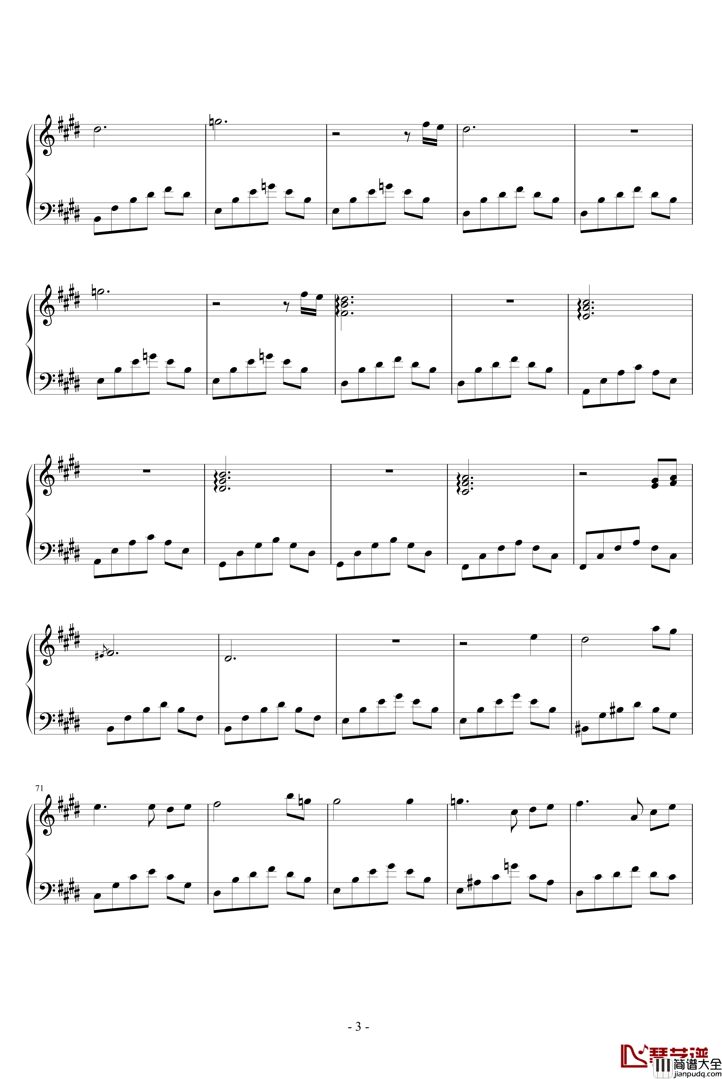 遥远的静钢琴谱_快乐甜筒