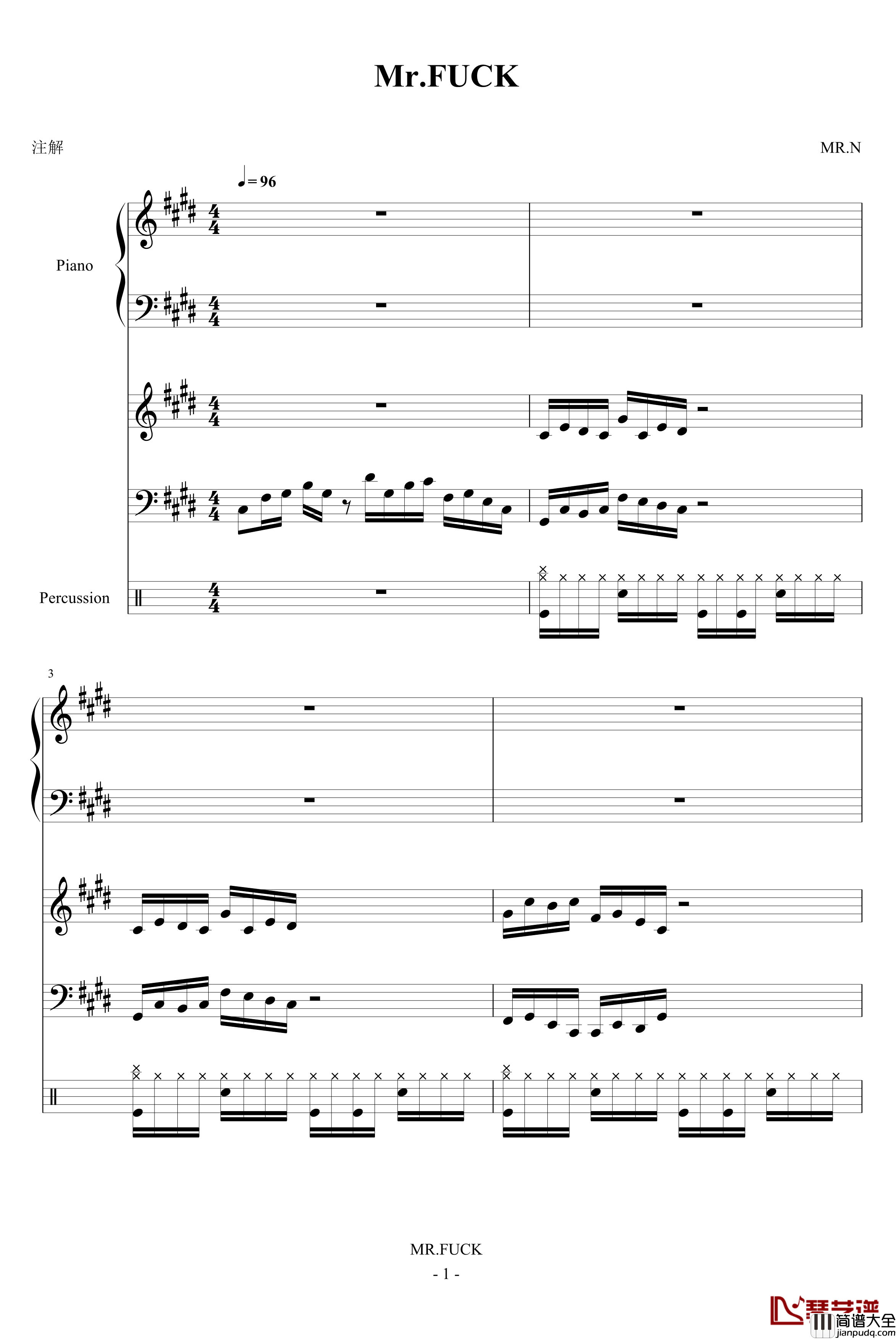 MR.FUCK钢琴谱_ansaiy