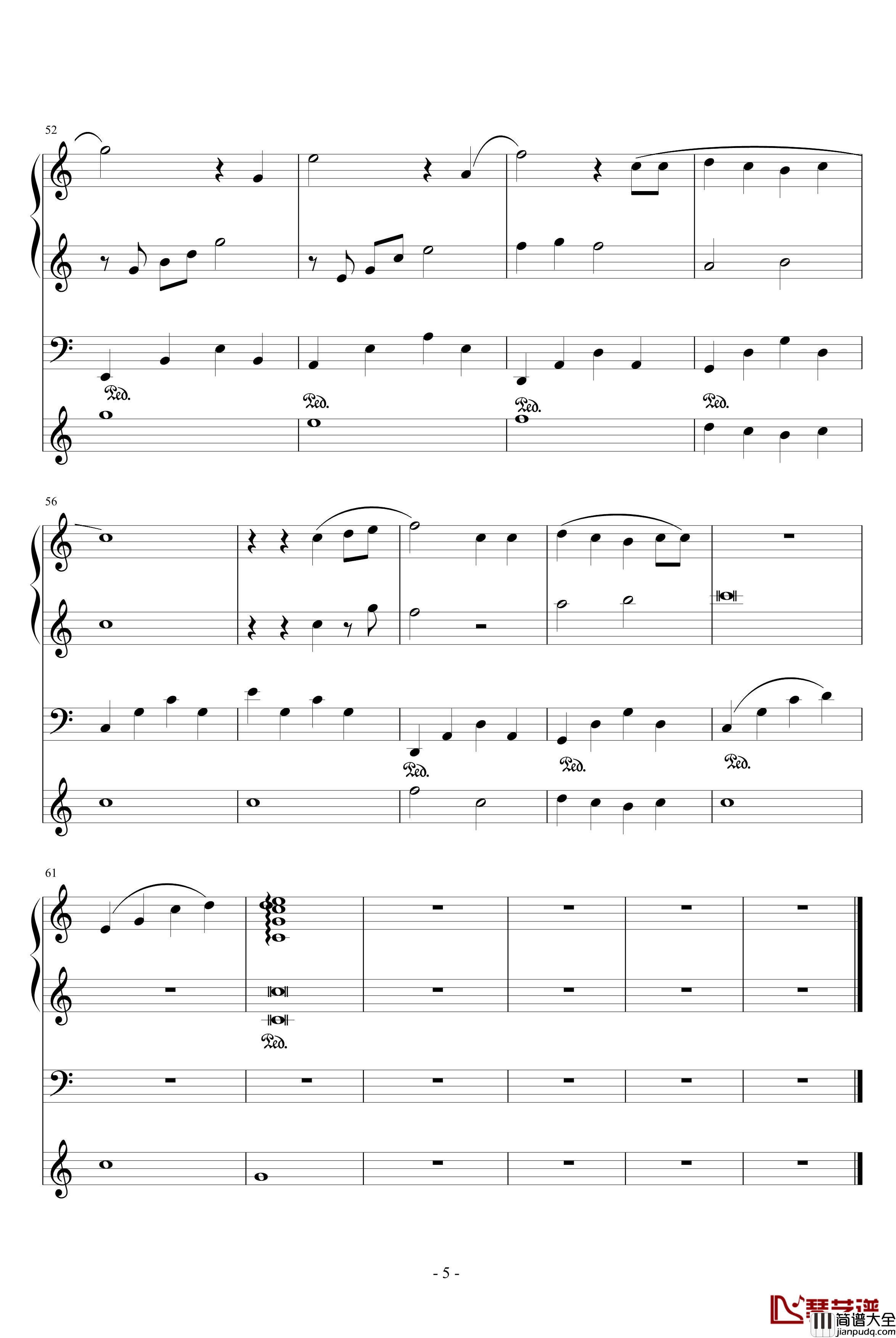 天使钢琴谱_朗朗琴声