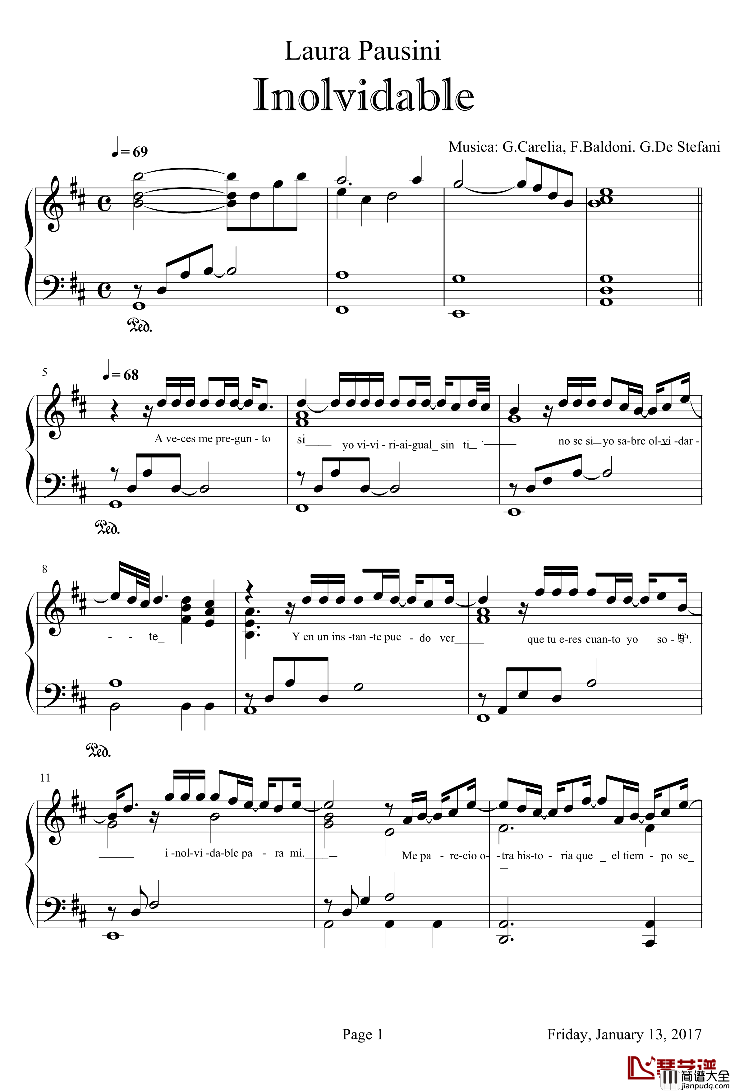 Inolvidable钢琴谱_yesterday1_蘿拉普西妮